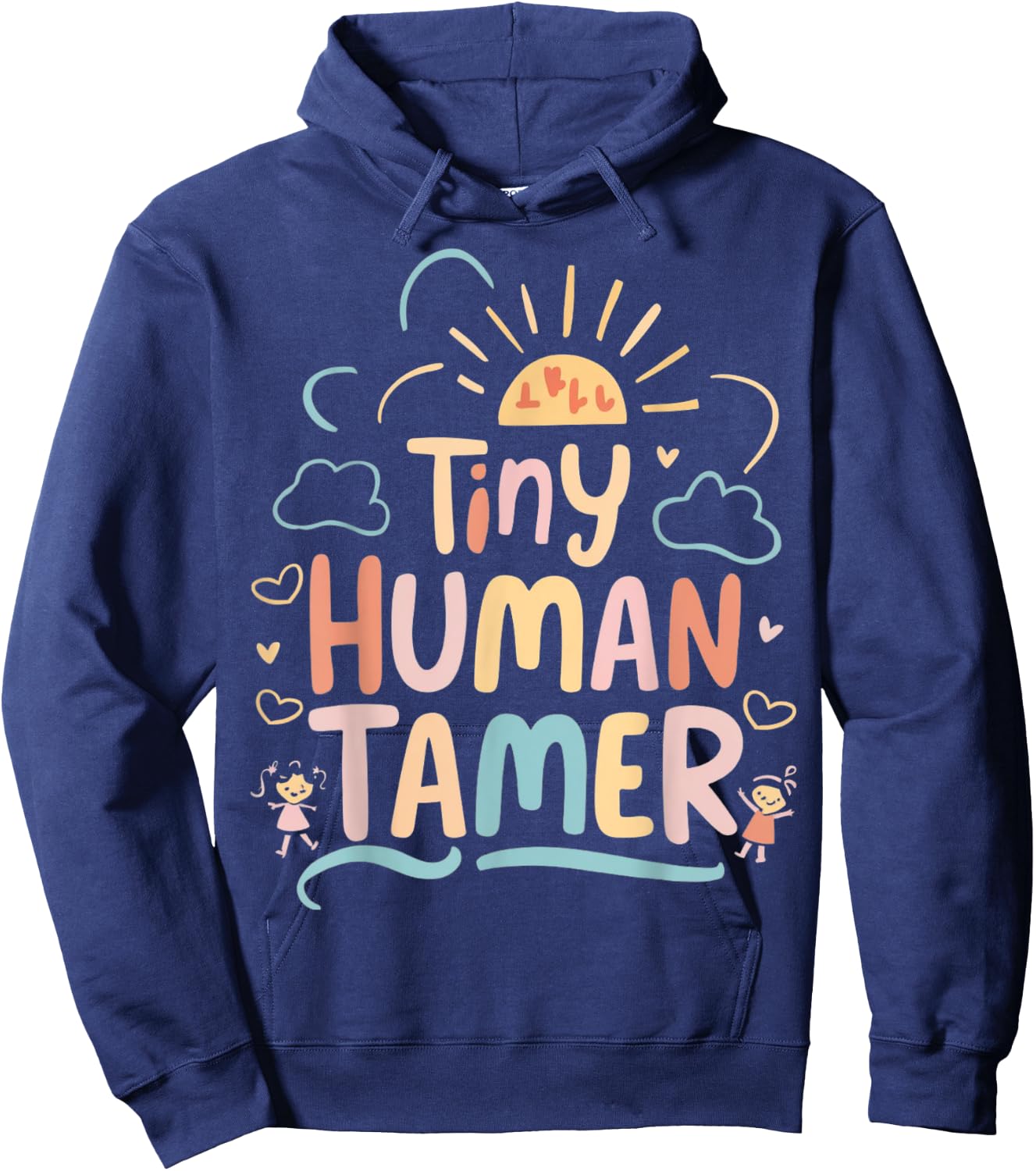 Tiny Human Tamer Kindergarten Teacher Class Graphic Hoodie - Hoodie | Navy