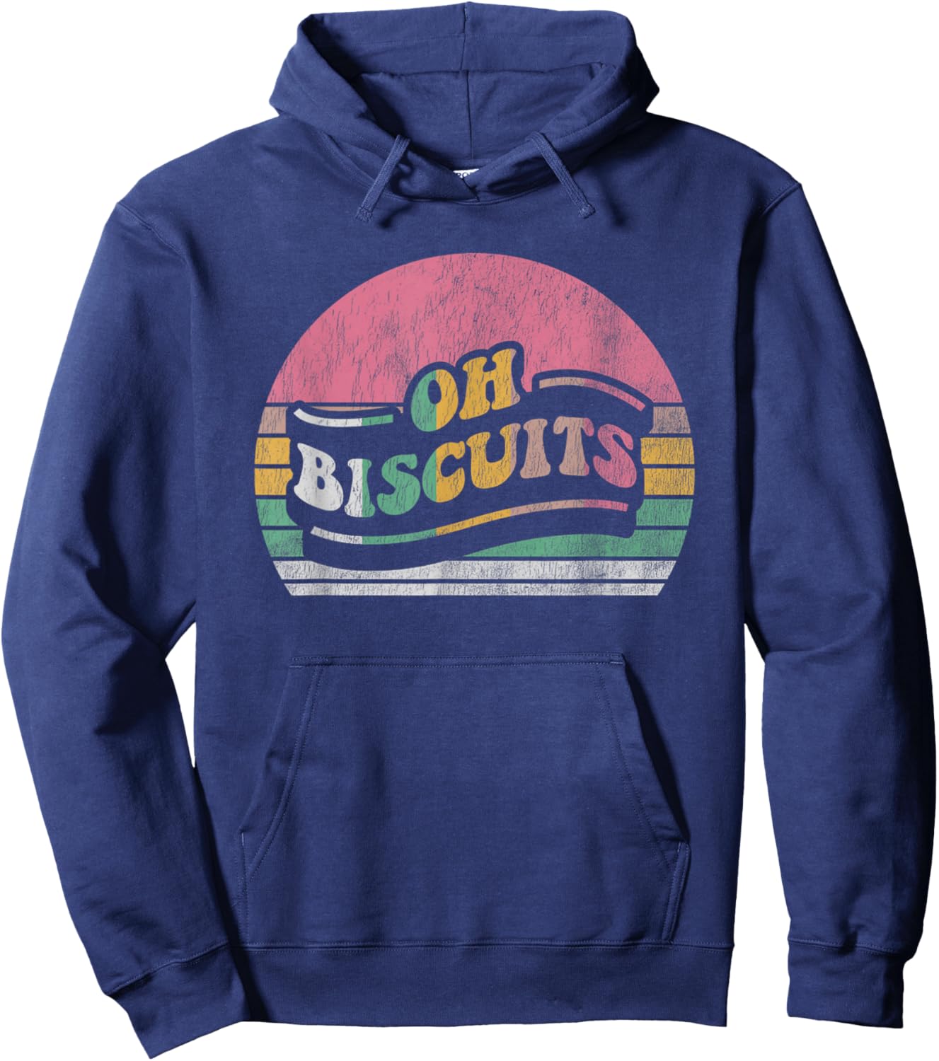 Oh Biscuits Funny Retro Style Quote Hoodie - Hoodie | Navy