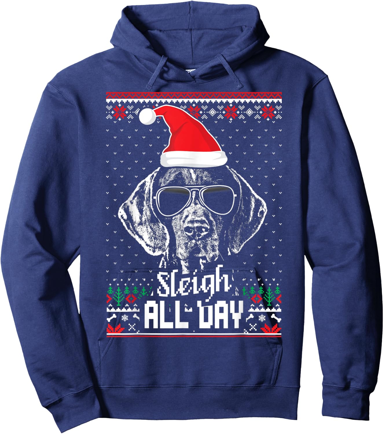 Sleigh all Day German Shorthaired Pointer Christmas Hoodie - Hoodie | Navy