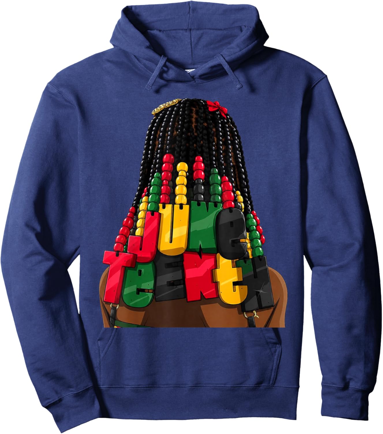 Juneteenth Braids Beads Hair Jewelry Freedom Day Graphic Hoodie - Hoodie | Navy