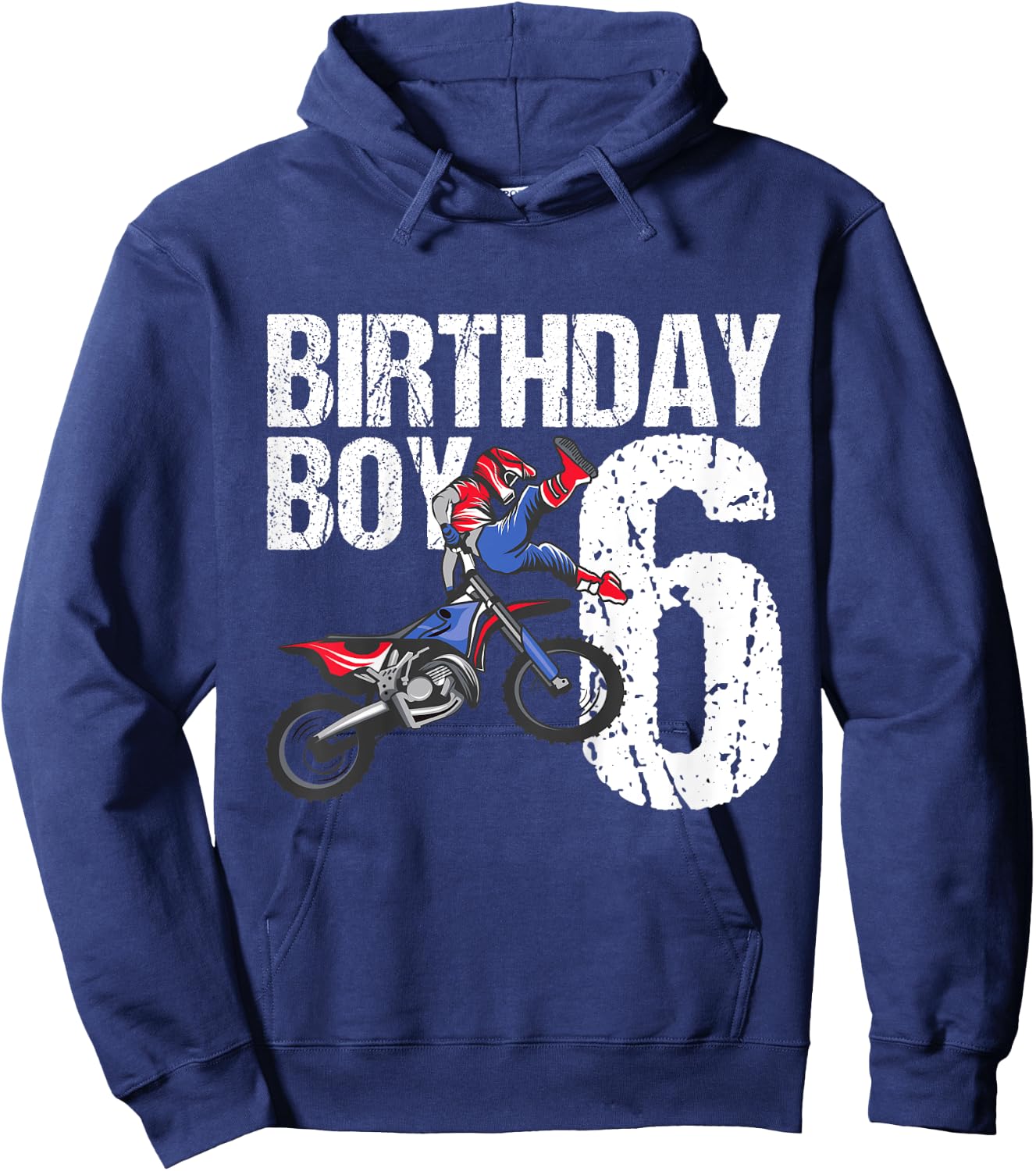 6 Year Old Dirt Bike Birthday Party Motocross MX 6th Gift Hoodie - Hoodie | Navy