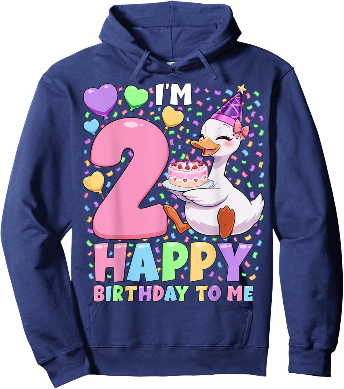 Silly Goose Birthday Shirt 2 | 2nd Birthday Girl Goose Hoodie - Hoodie | Navy