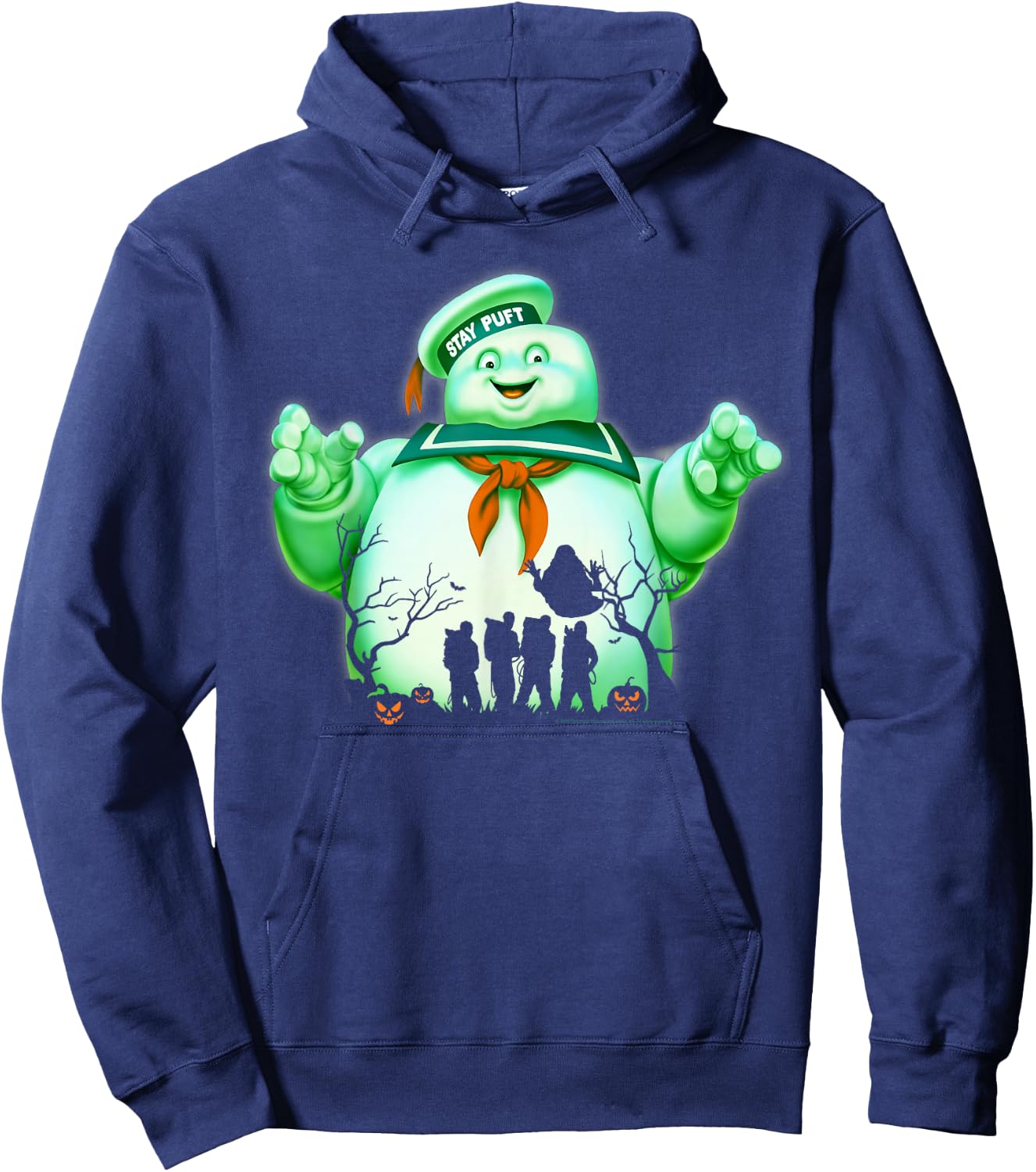 Ghostbusters Marshmallow Man Group Shot Silhouette Hoodie - Hoodie | Navy
