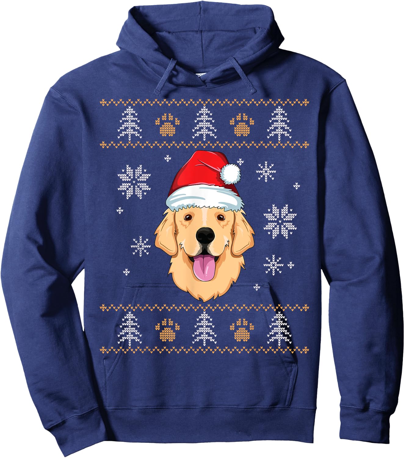 Ugly Christmas Golden Retriever Xmas Dog Lover Santa Kids Hoodie - Hoodie | Navy