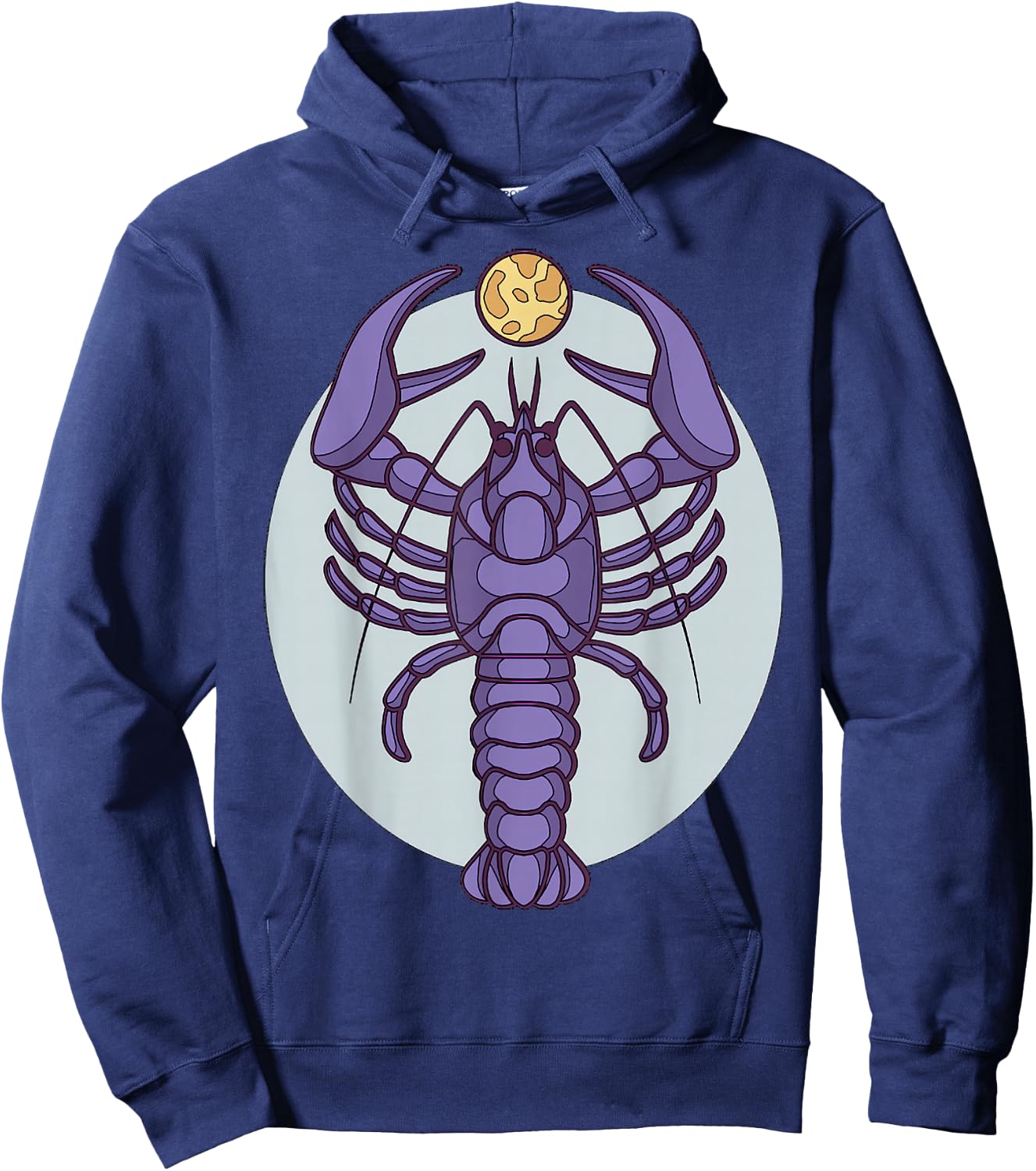 Purple Lobster Illustration For Adults Full Moon Hoodie - Hoodie | Navy