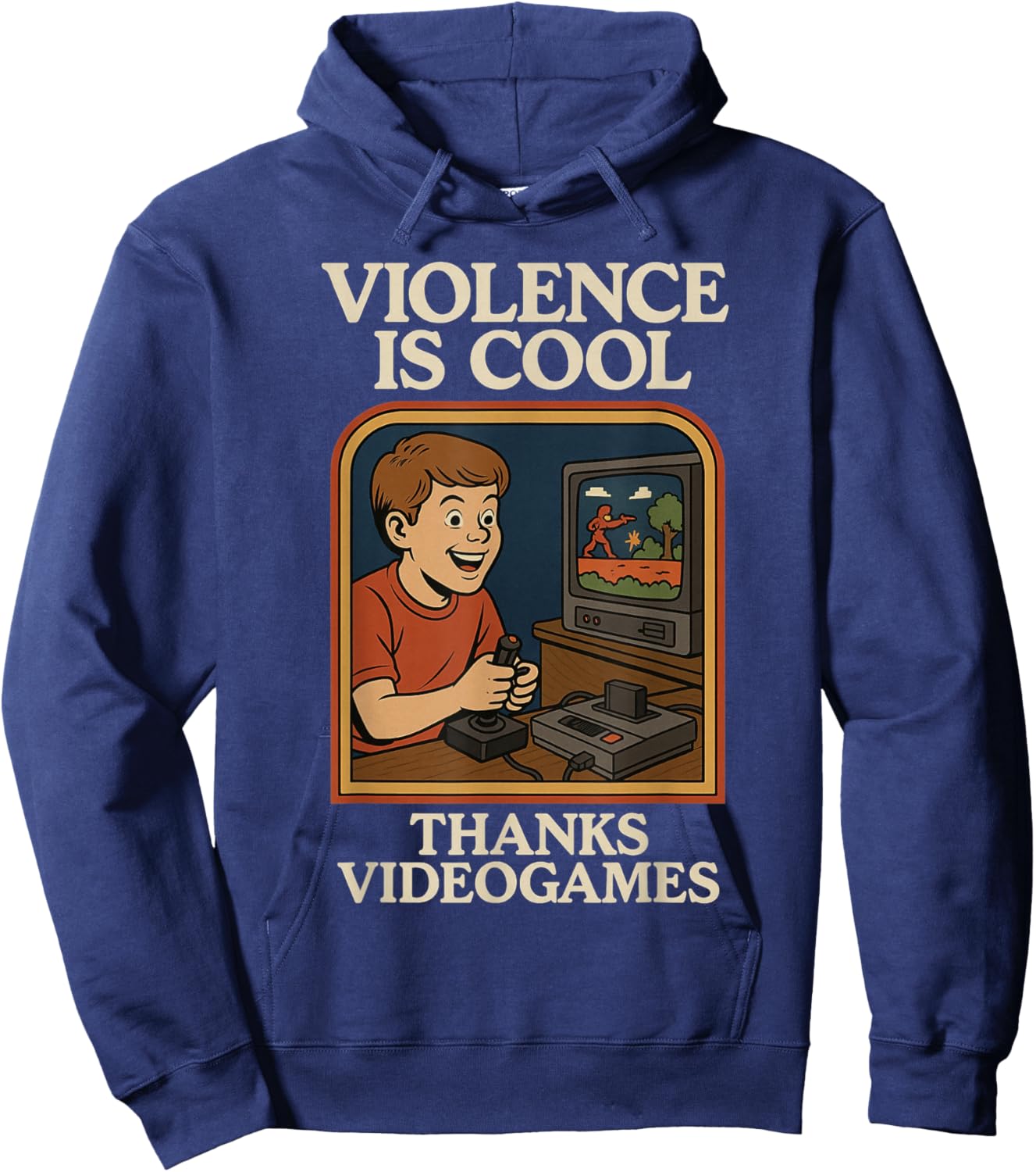 Violence Is Cool Thanks Video Games Funny Retro Style Hoodie - Hoodie | Navy