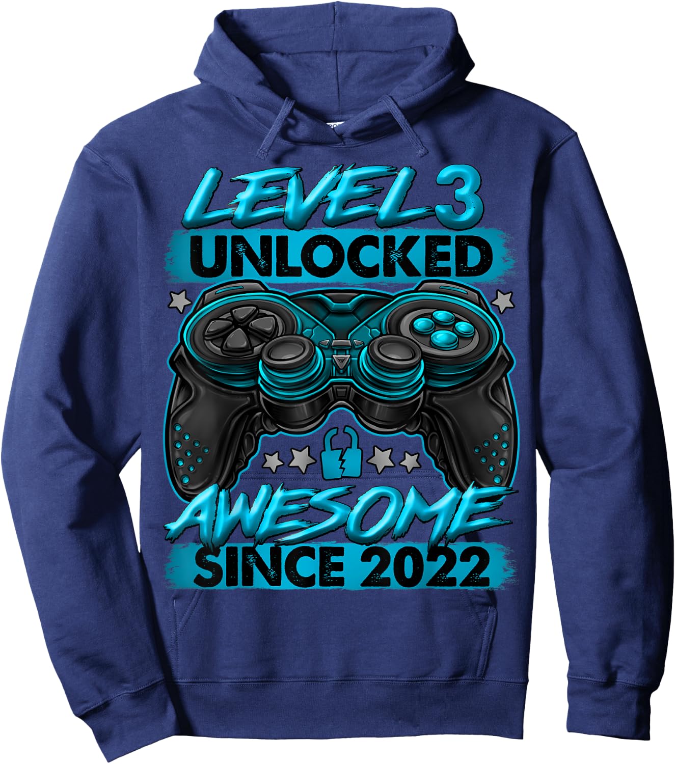 Level 3 Unlocked 3 Year Old Gifts For Boys 3rd Birthday Boy Hoodie - Hoodie | Navy
