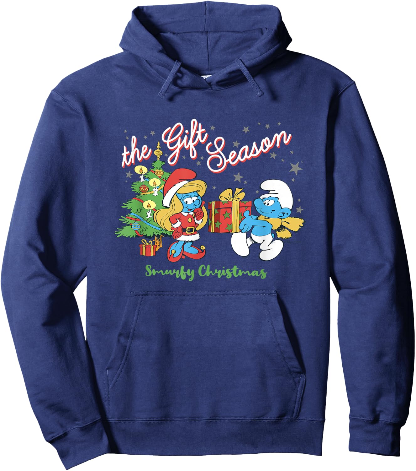 The Smurfs Christmas The Gift Season Smurfette & Jokey Hoodie - Hoodie | Navy