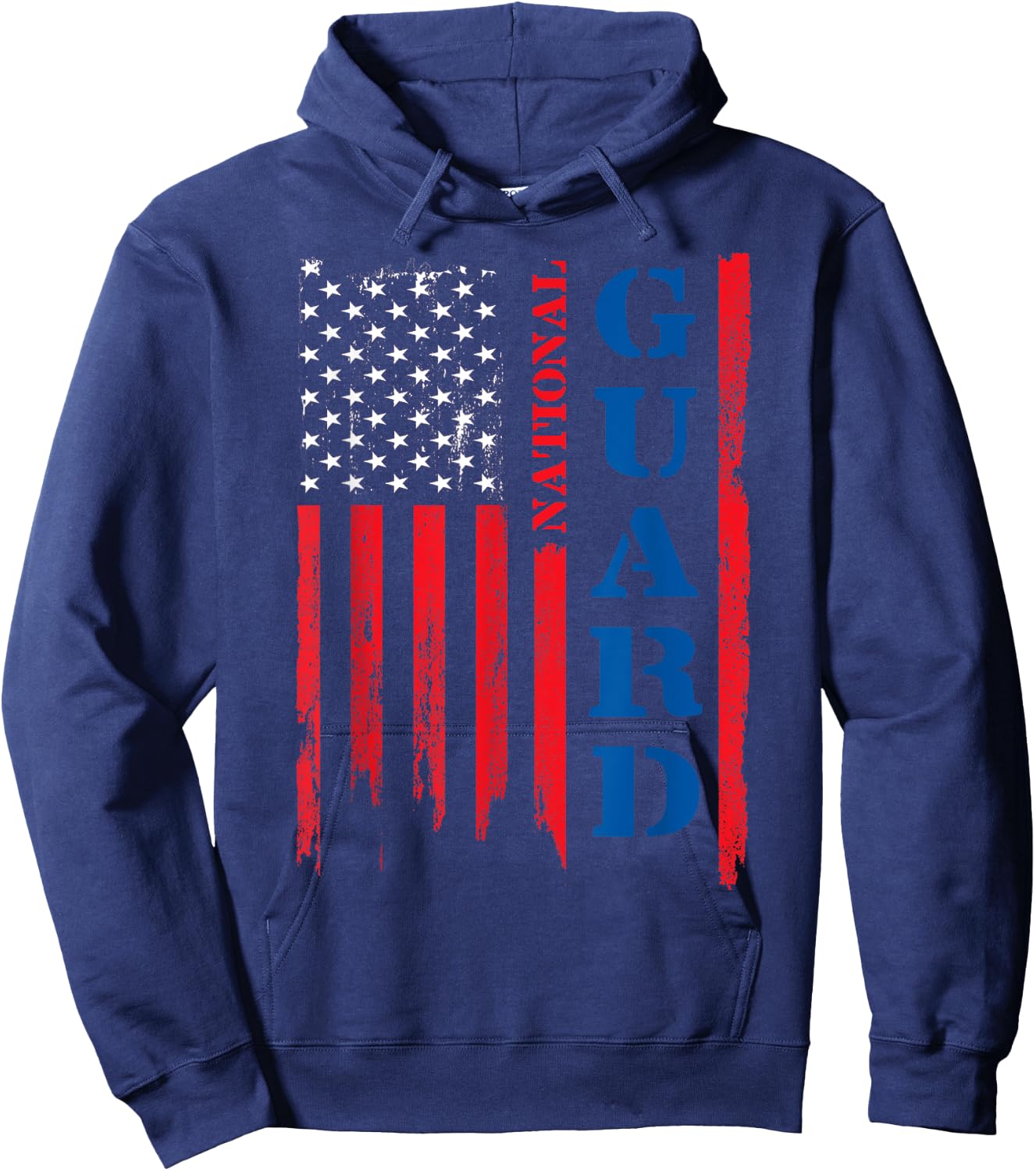 American Flag Grunge T Shirt | U.S National Guard Shirt Men Hoodie - Hoodie | Navy