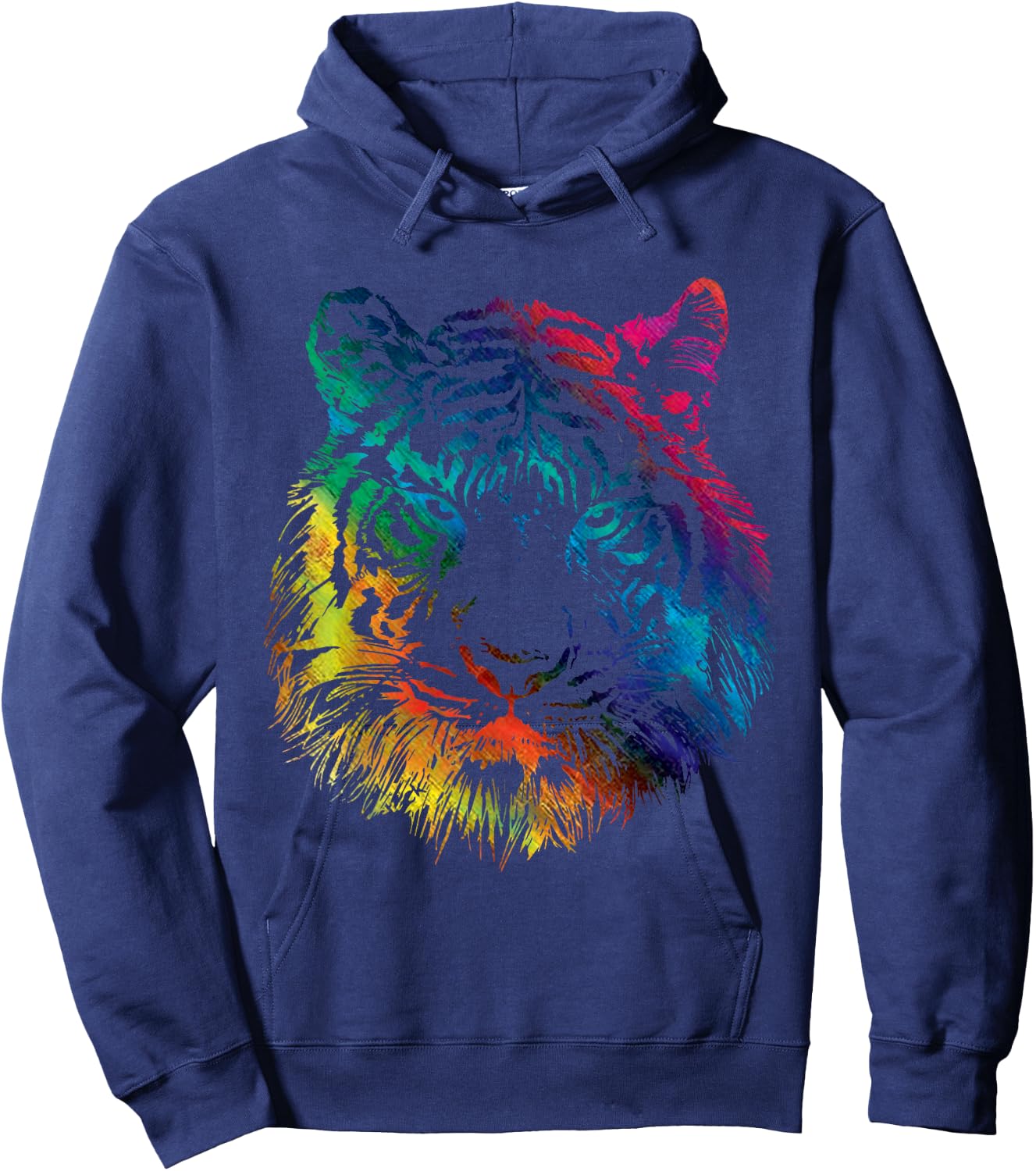 Rainbow Tiger Graphic Animal Lover Hoodie - Hoodie | Navy