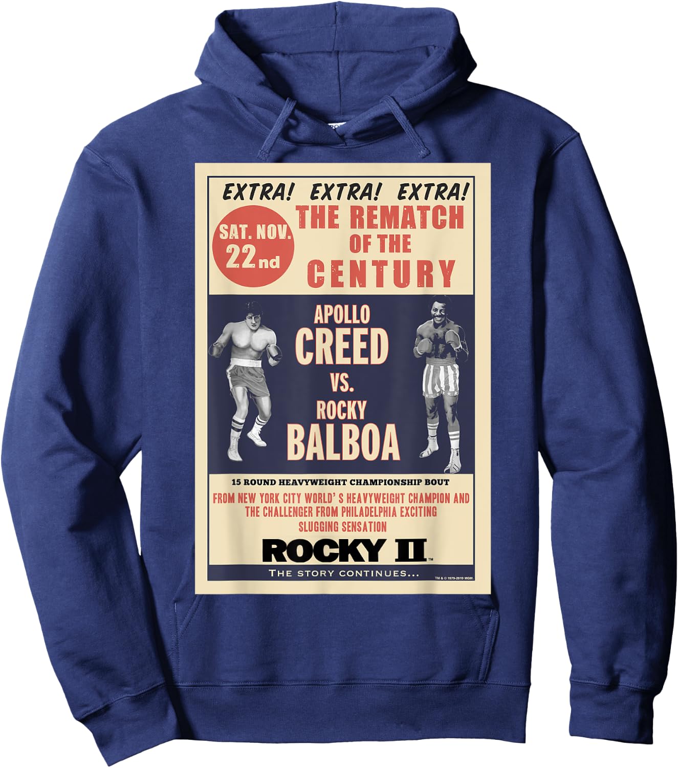 Rocky Creed Vs Balboa Rematch Of The Century Poster Hoodie - Hoodie | Navy