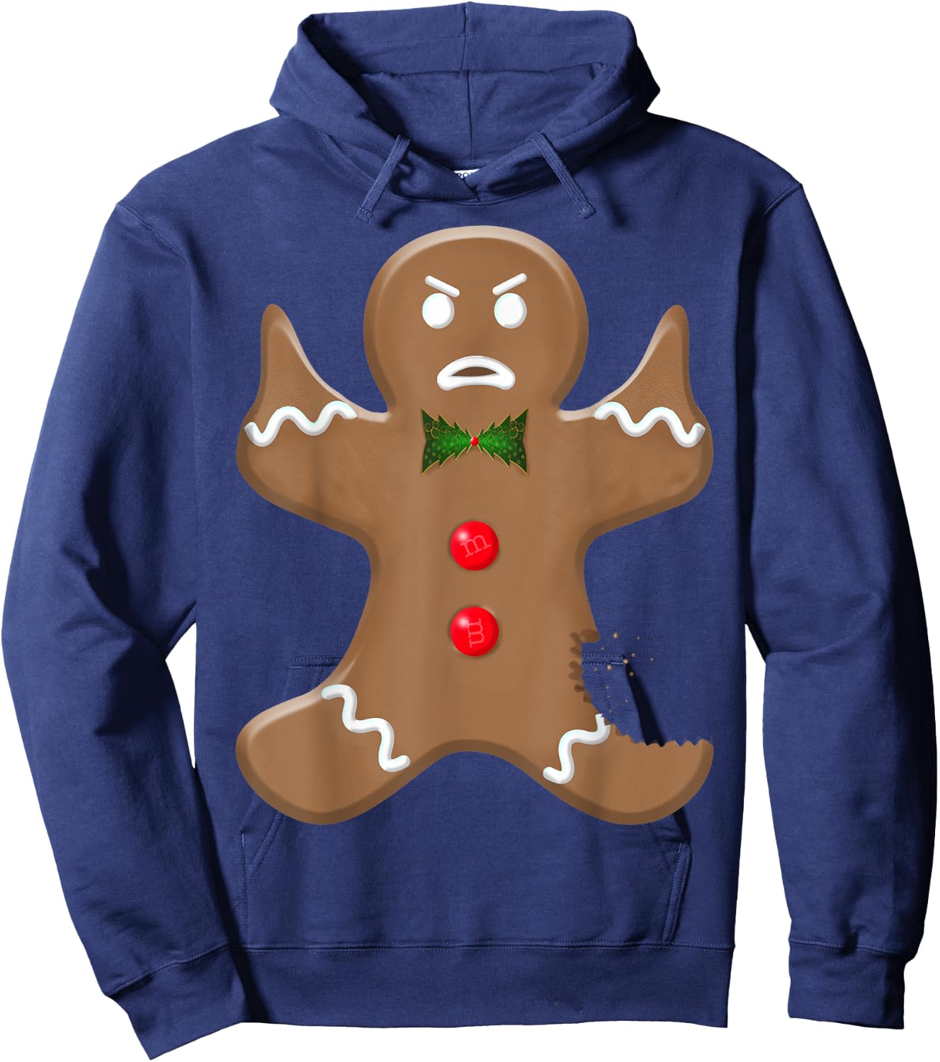 Angry Holiday Gingerman Cookie Giving the Finger Christmas Hoodie - Hoodie | Navy