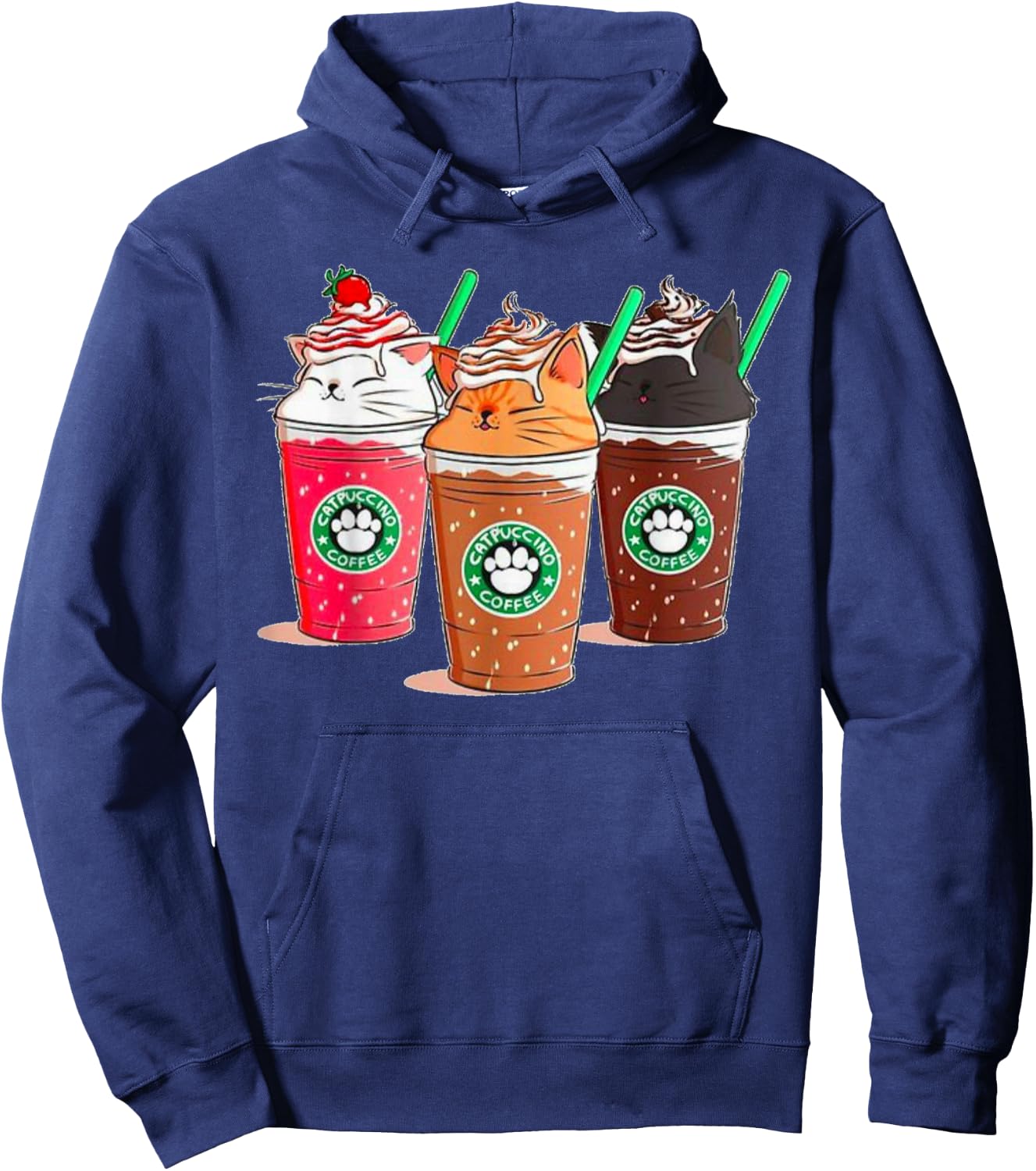 Kawaii Cat Catpuccino Hoodie - Hoodie | Navy