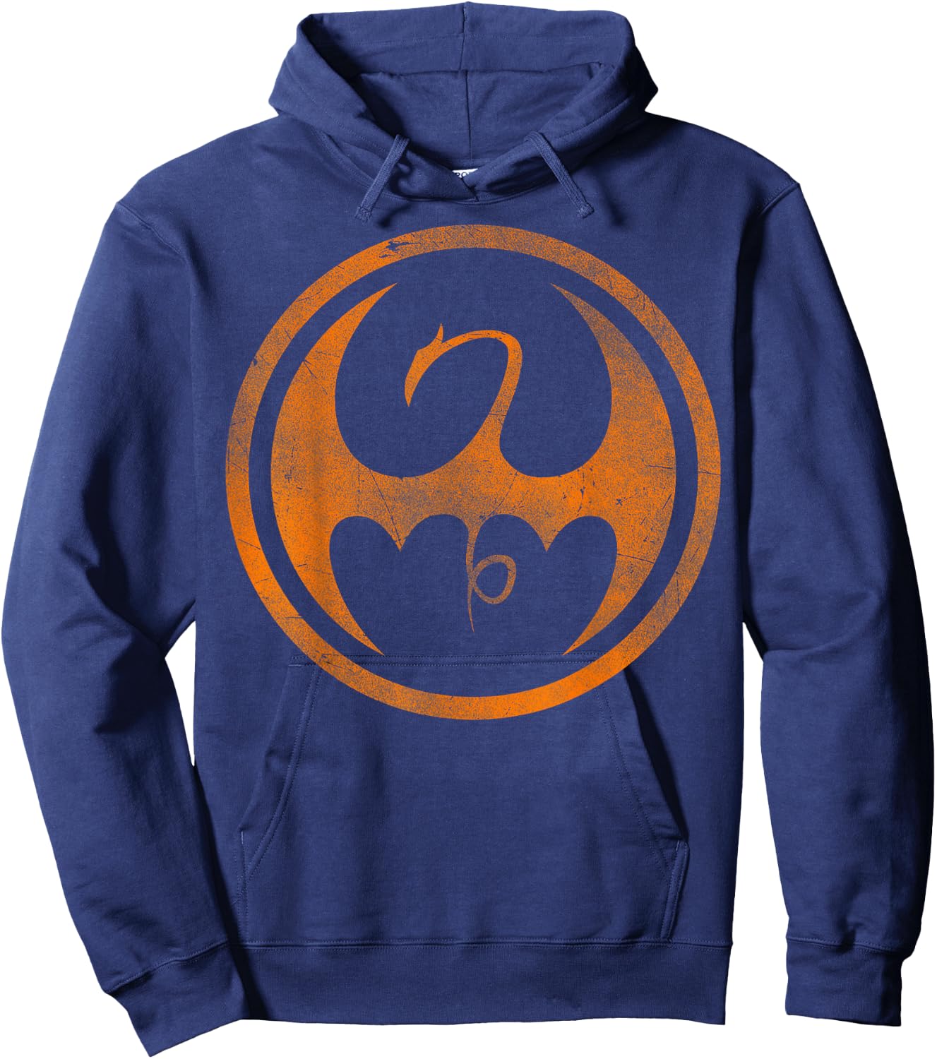 Marvel Iron Fist Dragon Logo Orange Tonal Cut-Out Halloween Hoodie - Hoodie | Navy