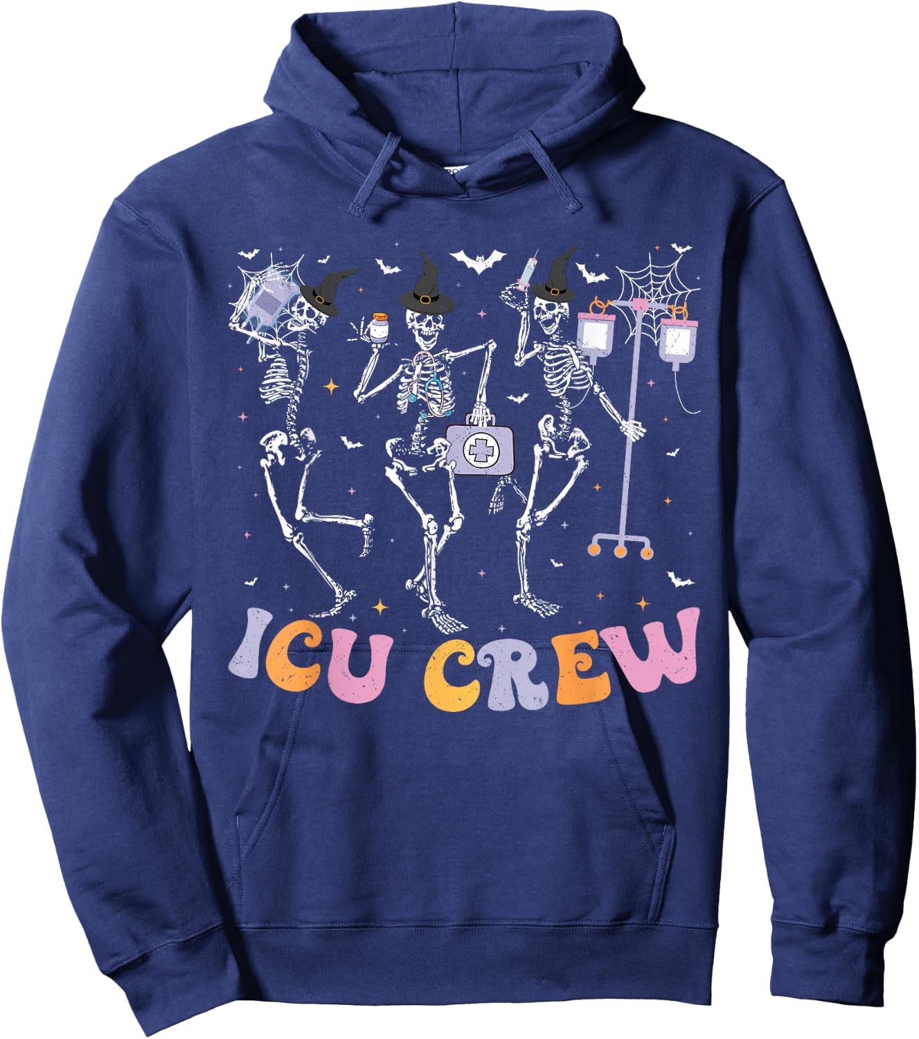 Intensive Care Unit Crew Skeleton ICU Crew Halloween Hoodie - Hoodie | Navy