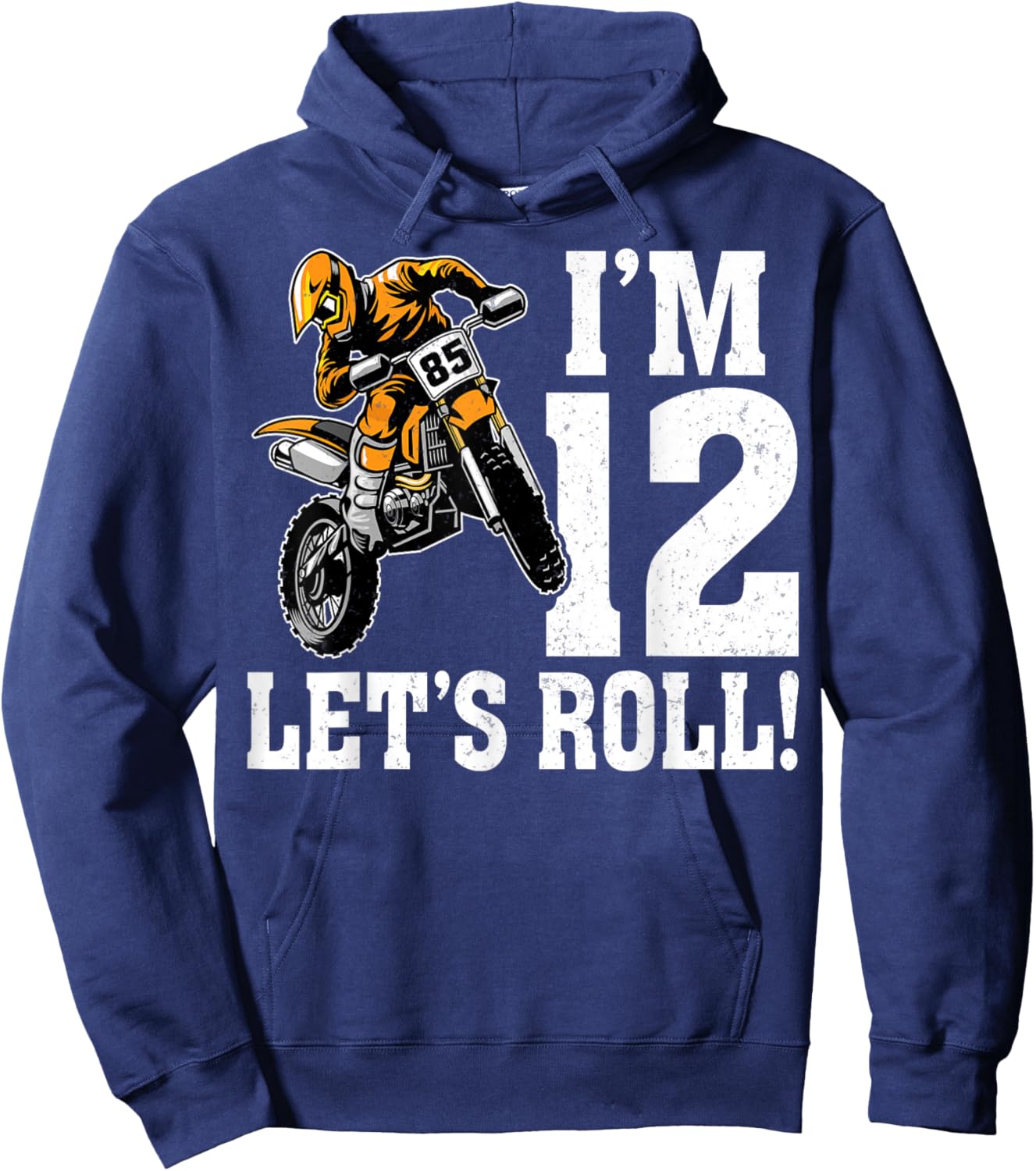I'm 12 Let's Roll Motocross Dirt Bike Rider 12th Birthday Hoodie - Hoodie | Navy