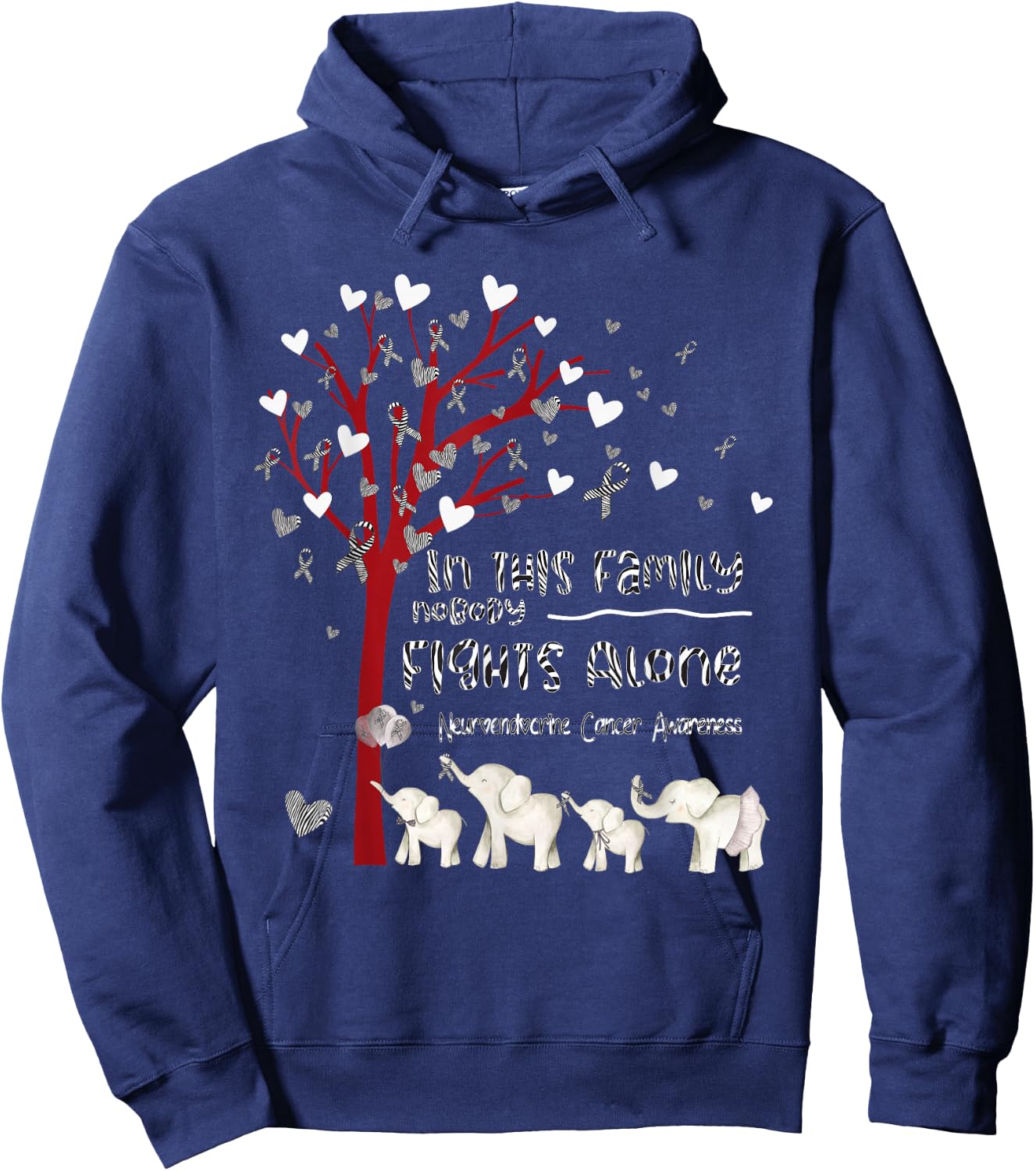 In This Family Nobody Fights Alone Neuroendocrine Cancer Hoodie - Hoodie | Navy