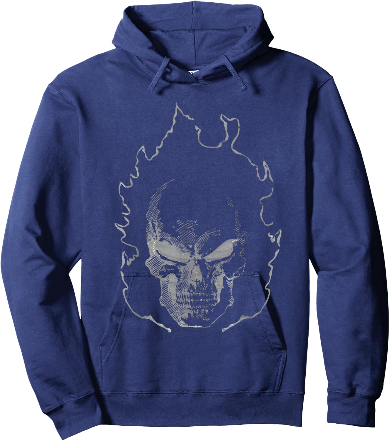 Marvel Ghost Rider Flaming Skull 90s Grayscale Hoodie - Hoodie | Navy