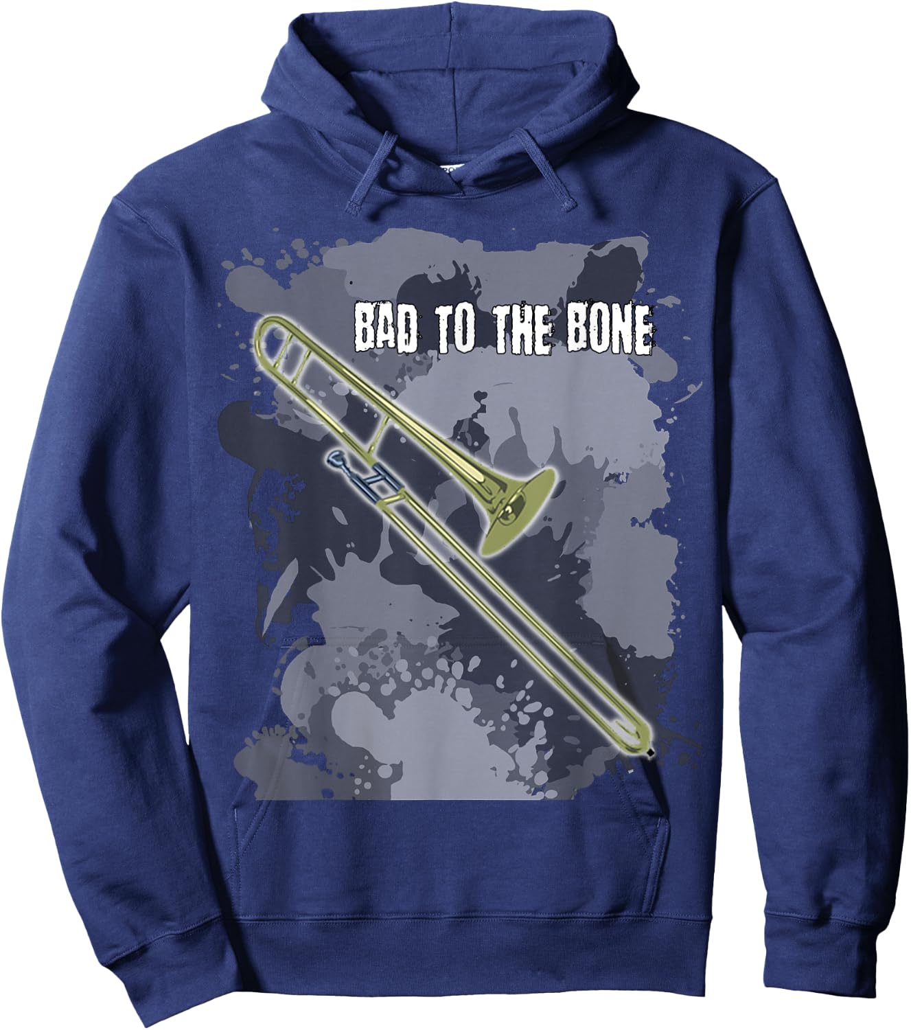Bad to the Bone Trombone Musical Instrument T Shirt Hoodie - Hoodie | Navy