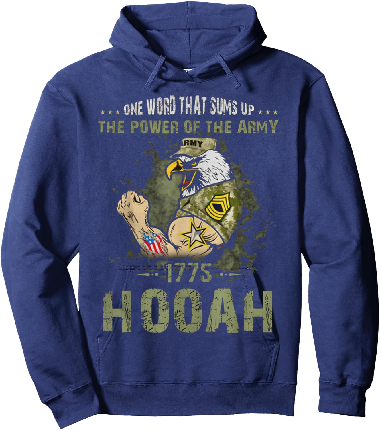 Power of the Army Shirt Hooah Veteran Pride Military Gift Hoodie - Hoodie | Navy
