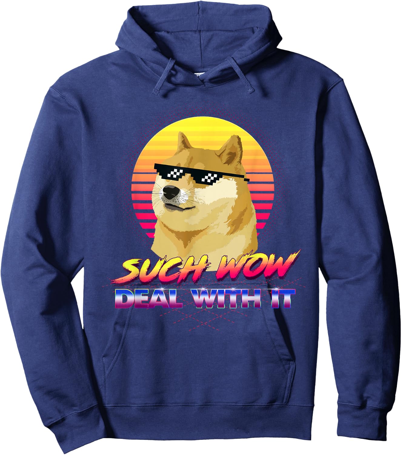 BCT DOGE GIFTS Such Wow Deal With It Doge Internet Meme Hoodie - Hoodie | Navy