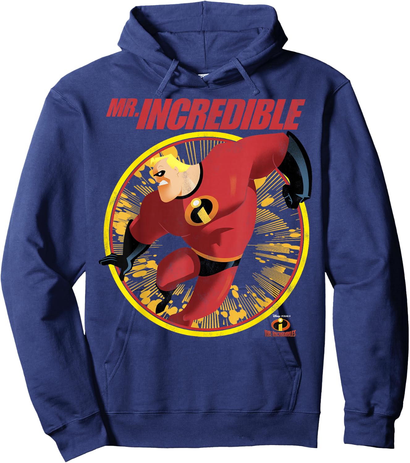 Disney Pixar The Incredibles Mr. Incredible Distressed Badge Hoodie - Hoodie | Navy