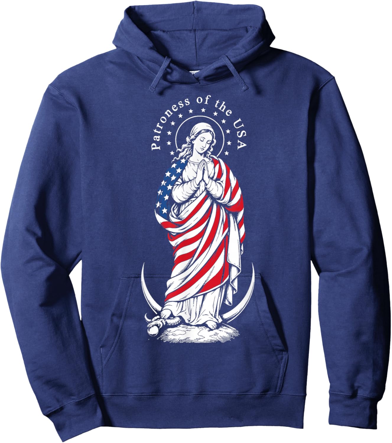 Patroness of The USA Blessed Virgin Mary Catholic Art Hoodie - Hoodie | Navy
