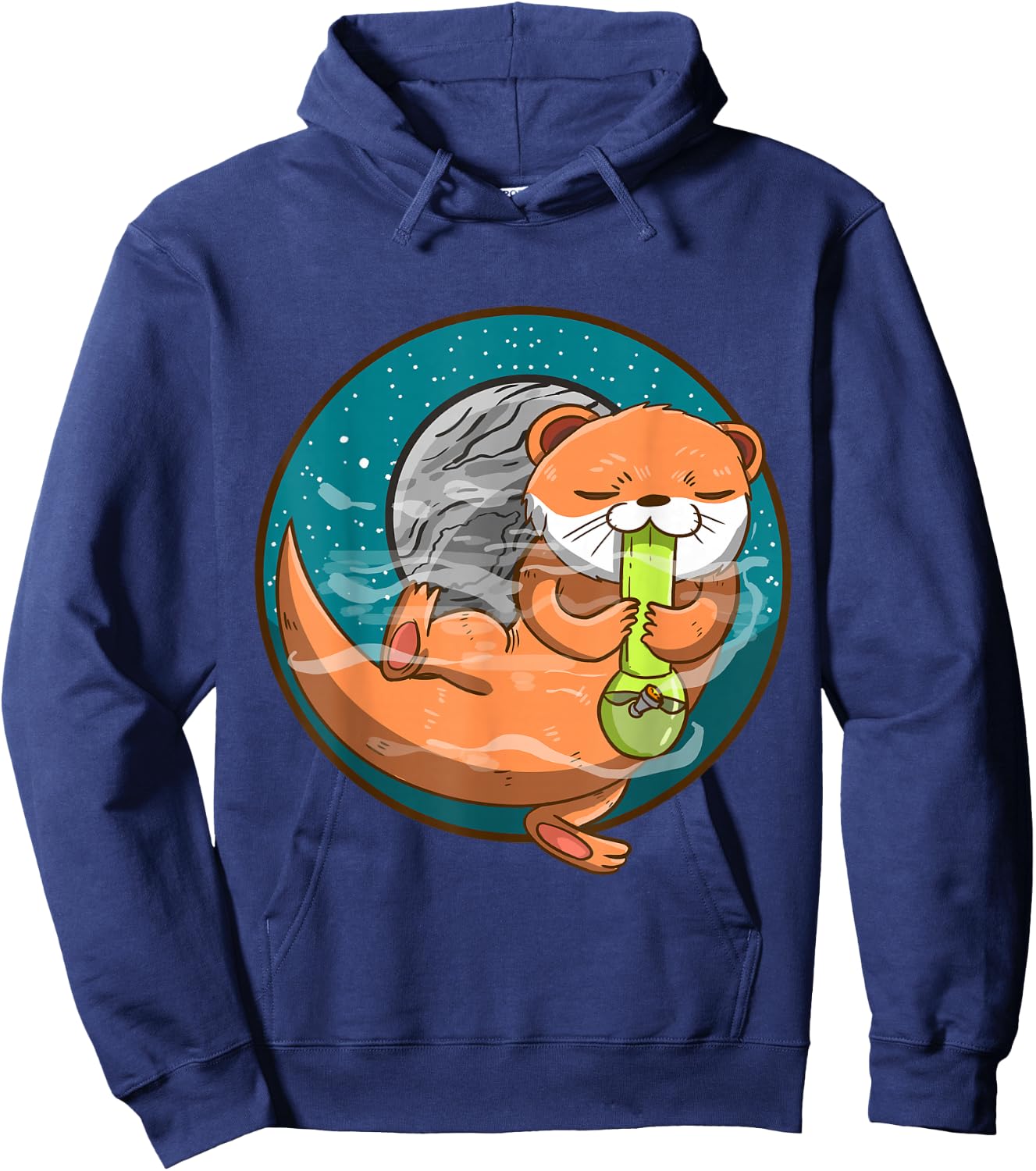 Otter Space Bong Funny Sea Animal Smoking Weed Galaxy Hoodie - Hoodie | Navy