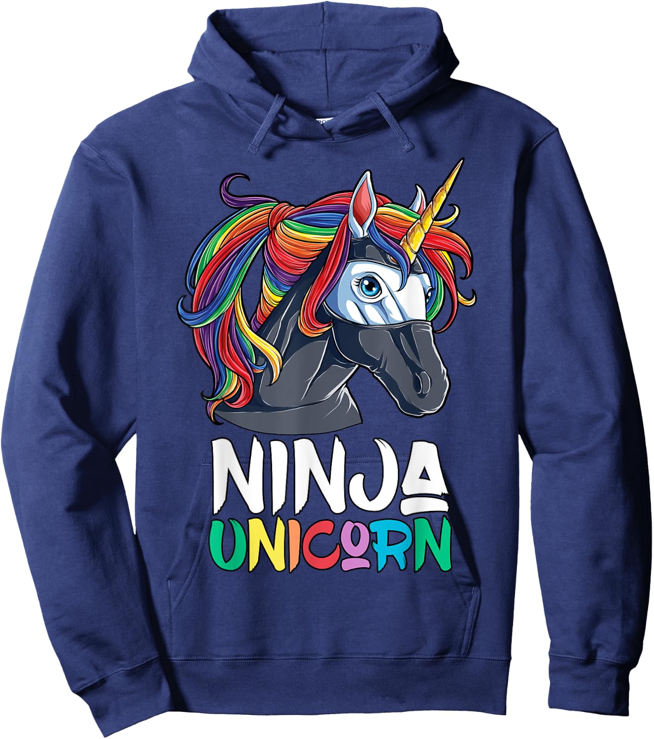 Ninja Unicorn T shirt Girls Rainbow Martial Arts Fighter Hoodie - Hoodie | Navy