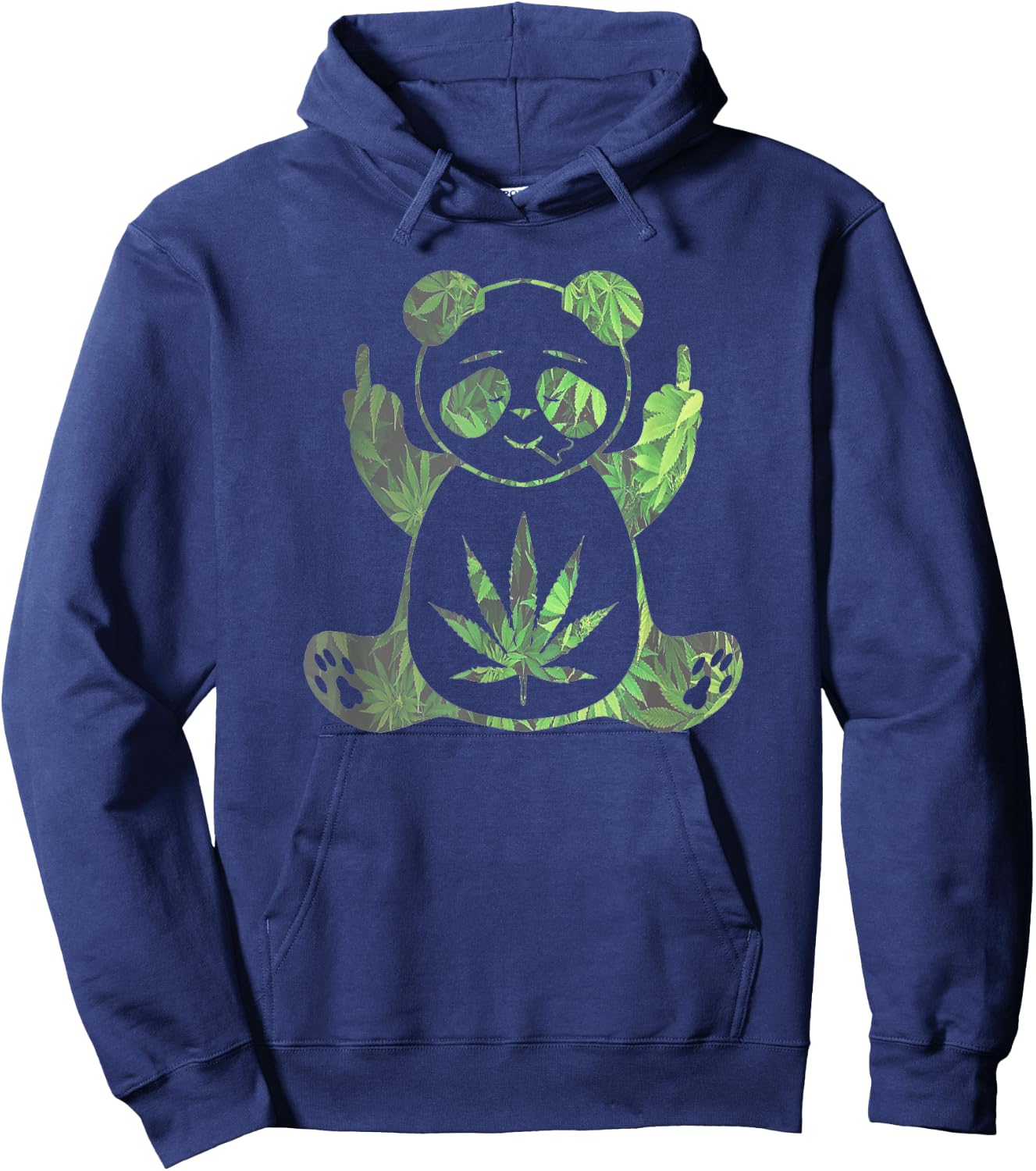Stoned Panda Bear Baked Zoo Animals High AF Pot Leaf Hoodie - Hoodie | Navy