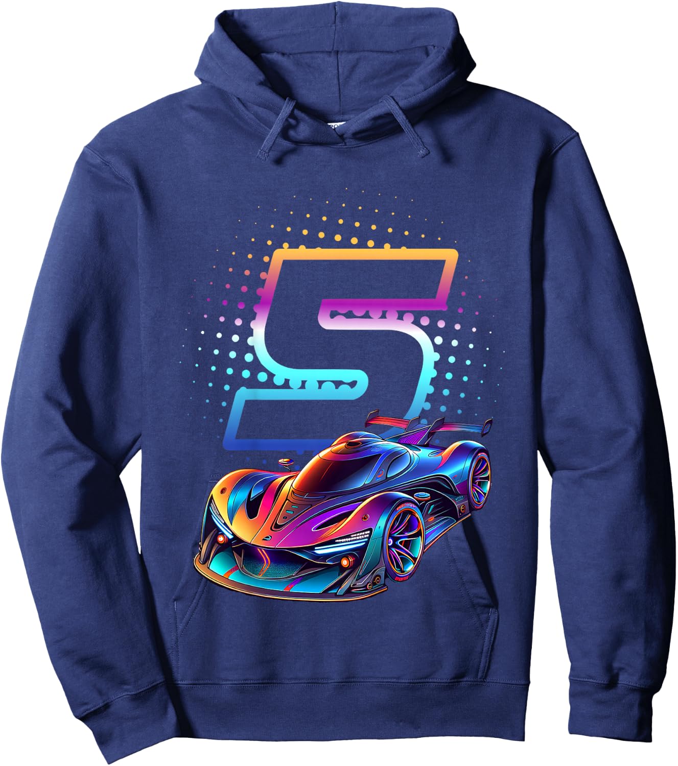 5 Year Old Race Car 5th Birthday Futuristic Racing Racecar Hoodie - Hoodie | Navy
