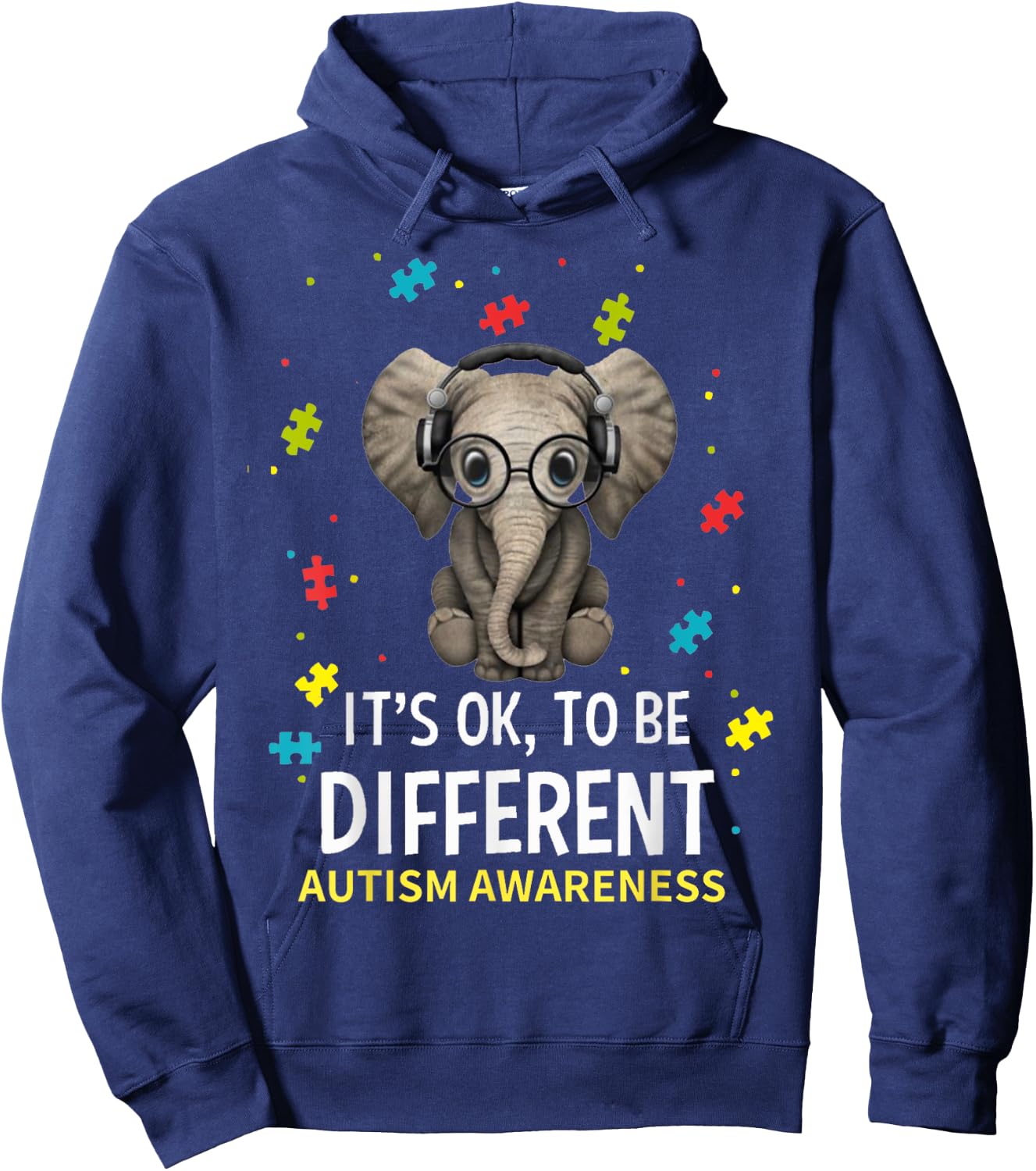 It’s Ok To Be Different Autism Awareness Cute Elephant Hoodie - Hoodie | Navy