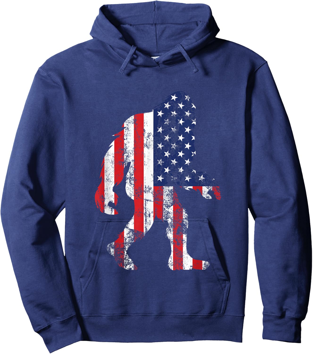 Bigfoot 4th Of July Independence Patriotic USA Flag Yeti Hoodie - Hoodie | Navy