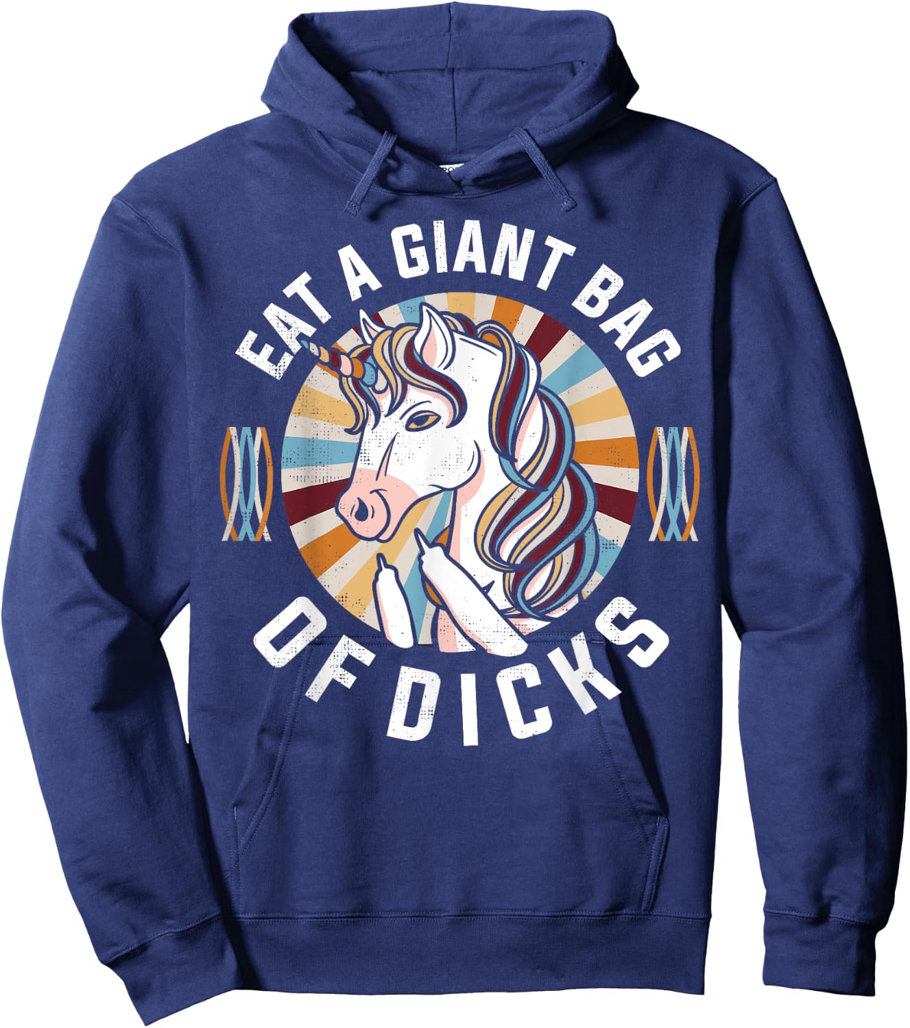 Funny Unicorn - Eat A Bag Of Dicks Joke Hoodie - Hoodie | Navy