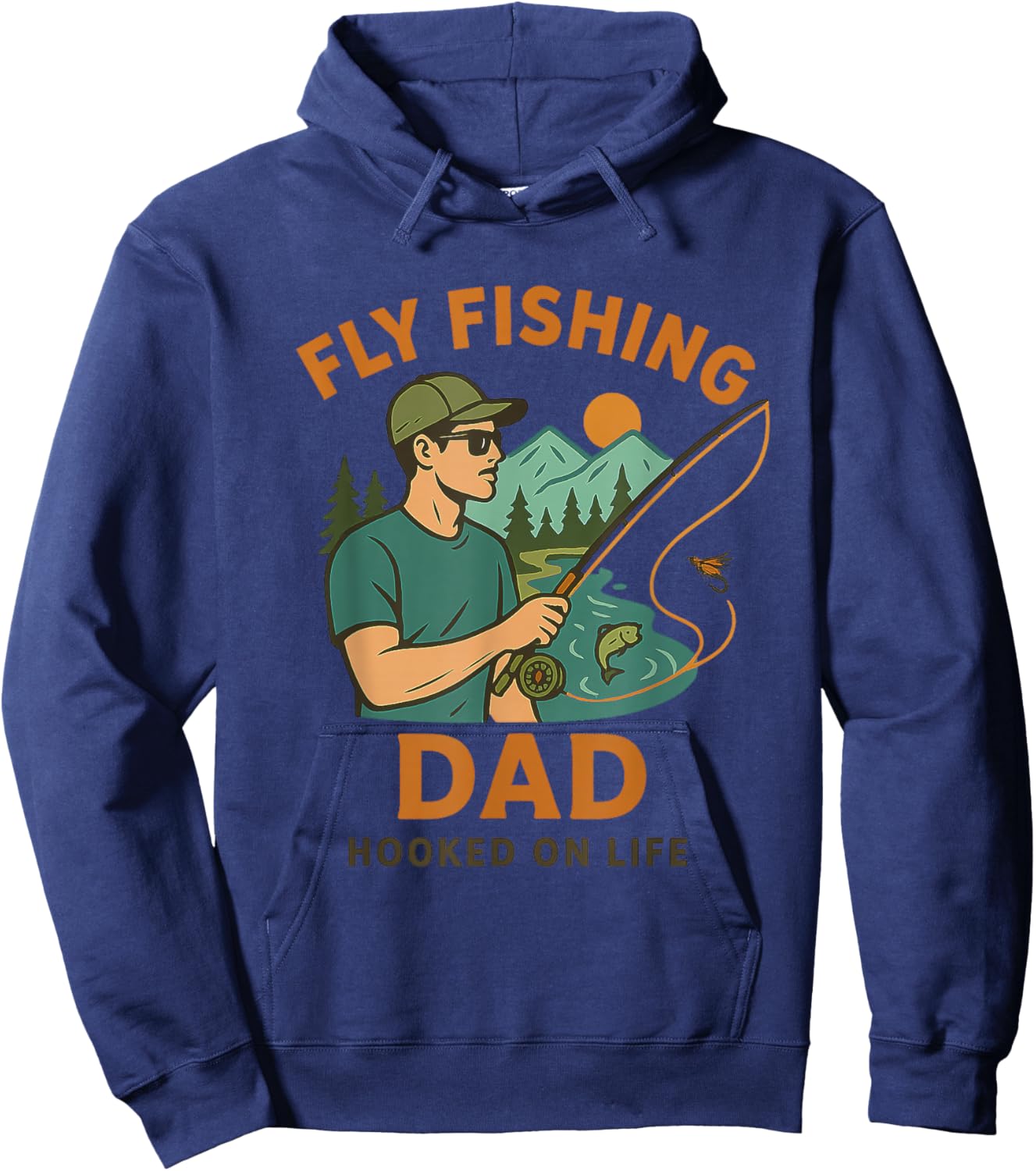Fly Fishing Dad Gift Outdoor Fisherman Father's Day Hoodie - Hoodie | Navy