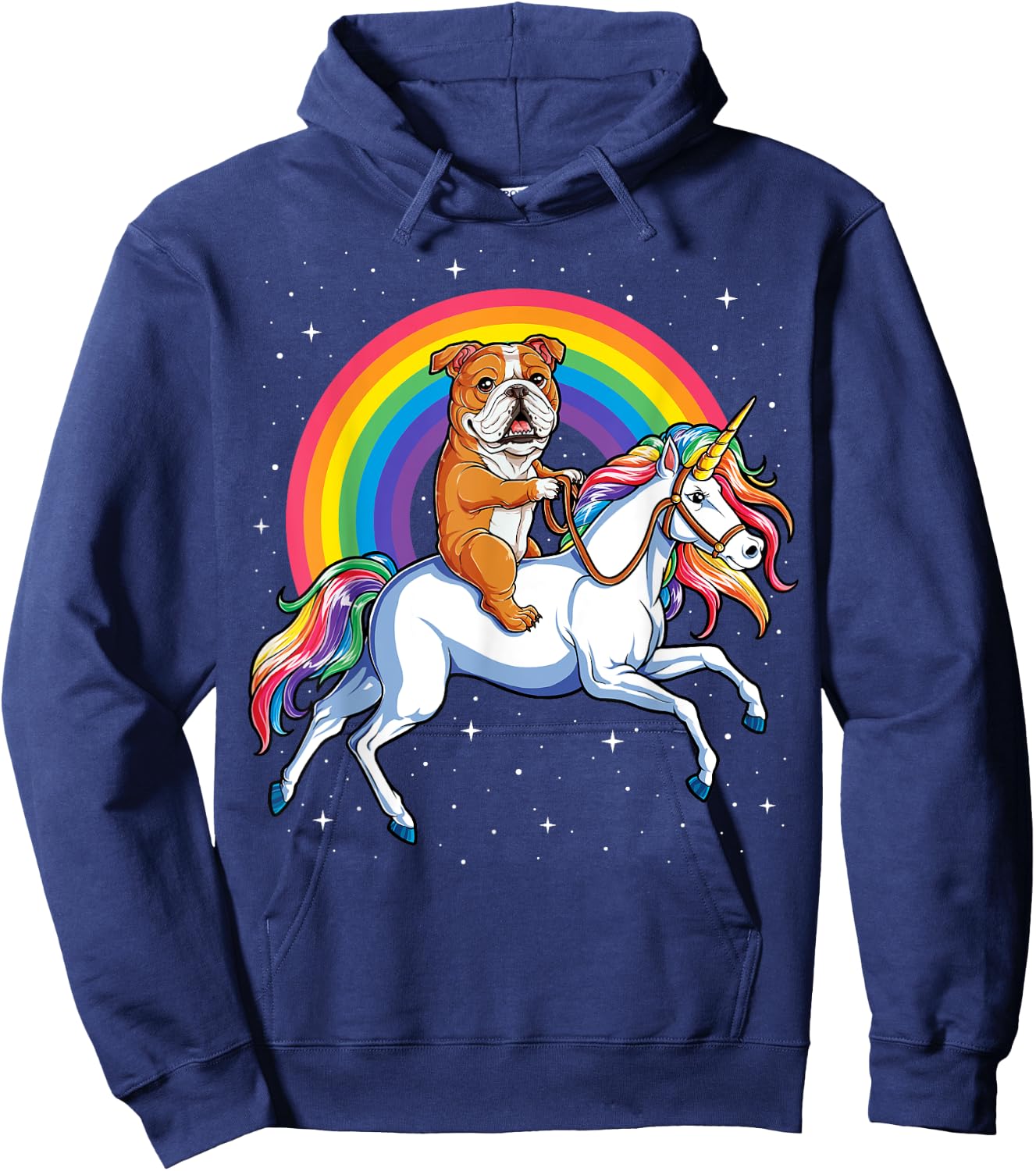 English Bulldog Unicorn T shirt Girls Space Galaxy Rainbow Hoodie - Hoodie | Navy