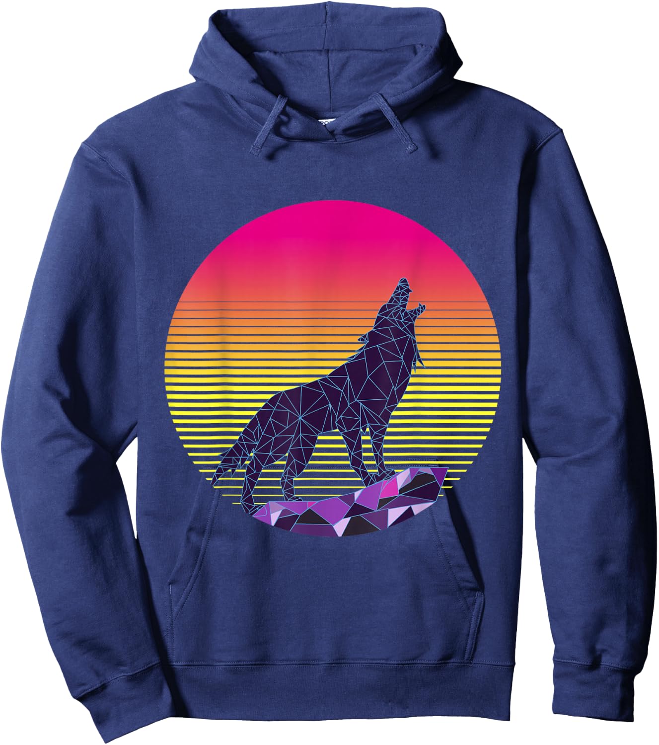 Wolf Shirt, 80s , Retro Vintage Shirt Hoodie - Hoodie | Navy