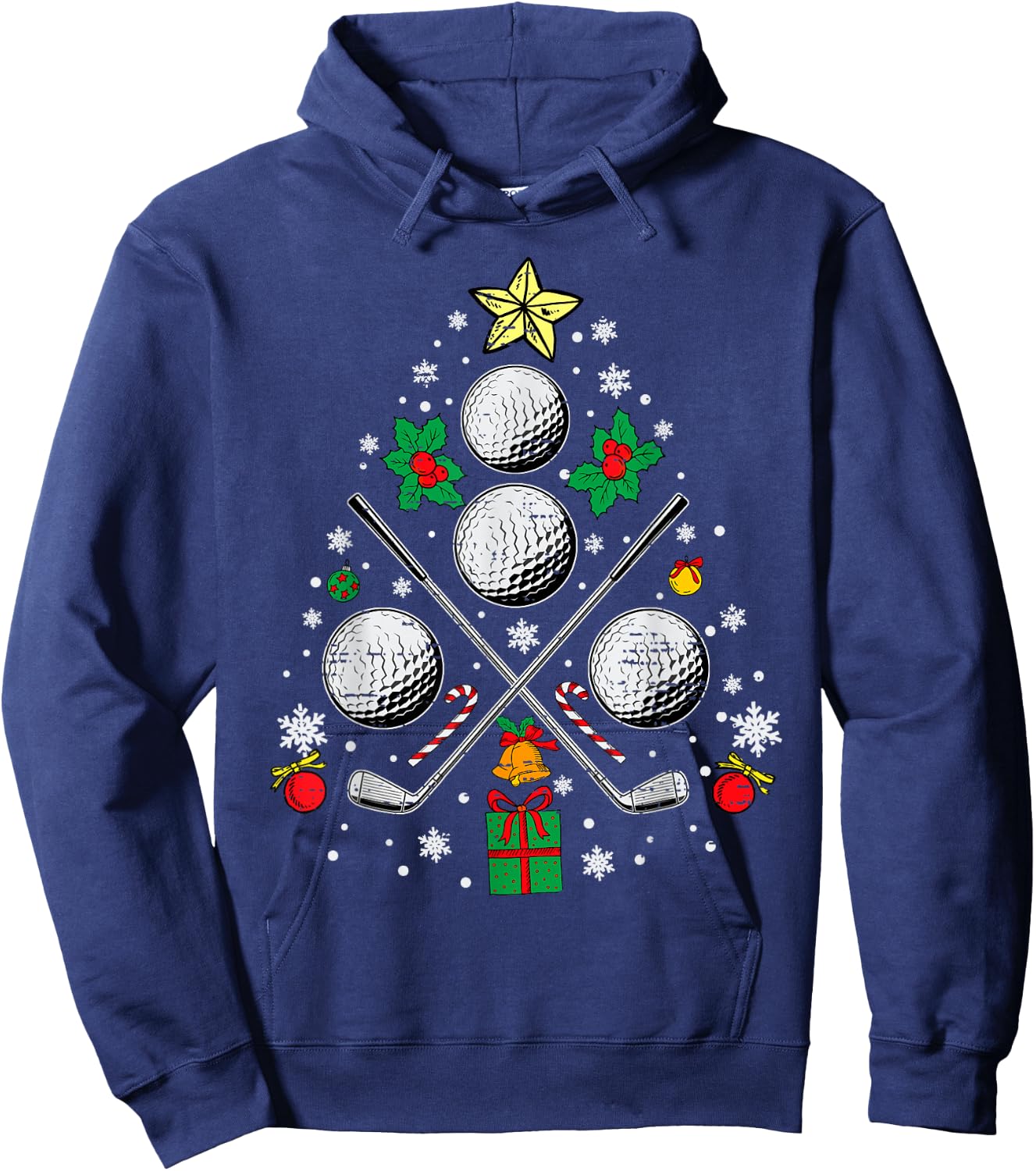 Golf Christmas Tree Light Pajama Golfer Xmas Men Women Kids Hoodie - Hoodie | Navy