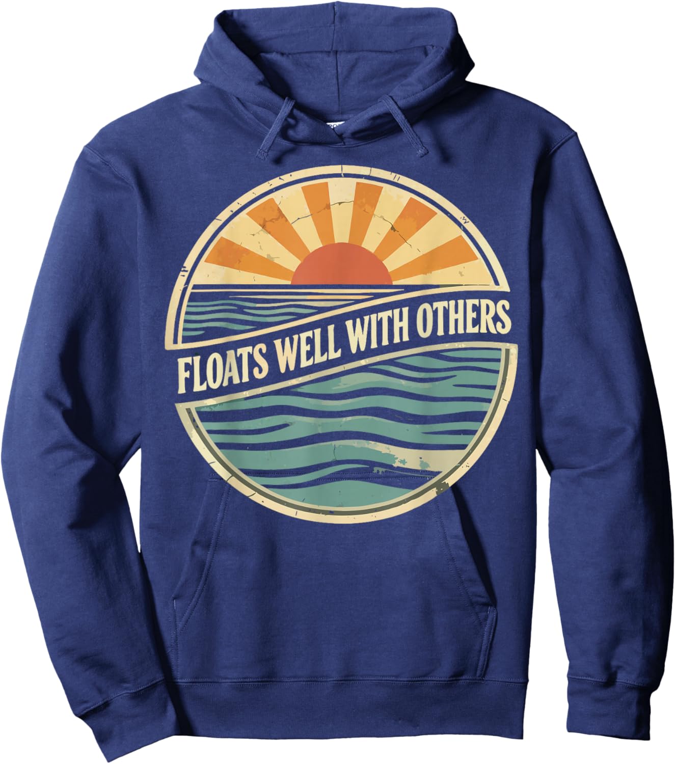 Floats Well with Others, Funny Summer Joke Hoodie - Hoodie | Navy