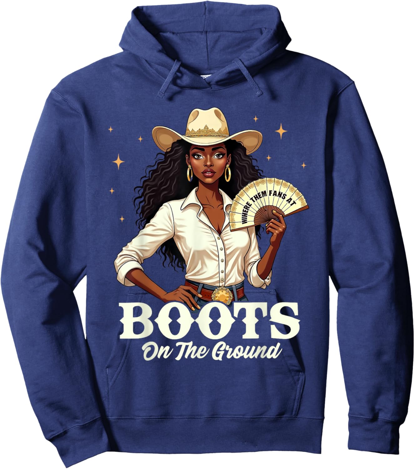 Boots On The Ground Melanin Cowgirl Juneteenth Hoodie - Hoodie | Navy