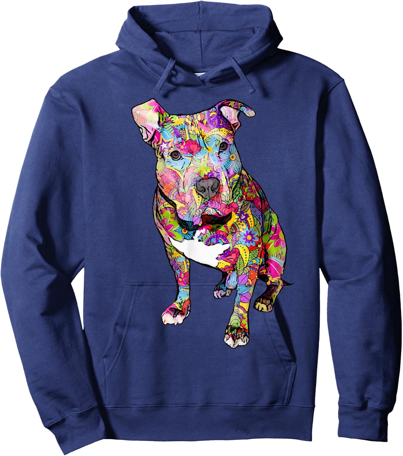 Pitbull Colorful Hippie Peace Sign Cute Pit Bull Lover Dog Hoodie - Hoodie | Navy