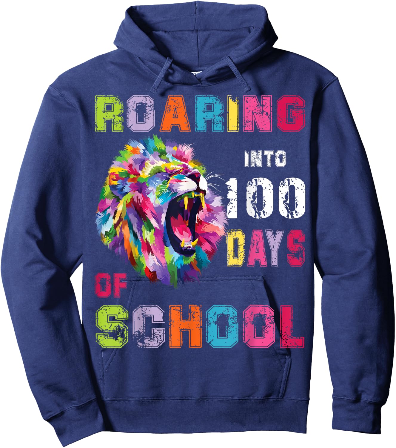 Roaring into 100 Days of School with 100th Lion Energy Hoodie - Hoodie | Navy