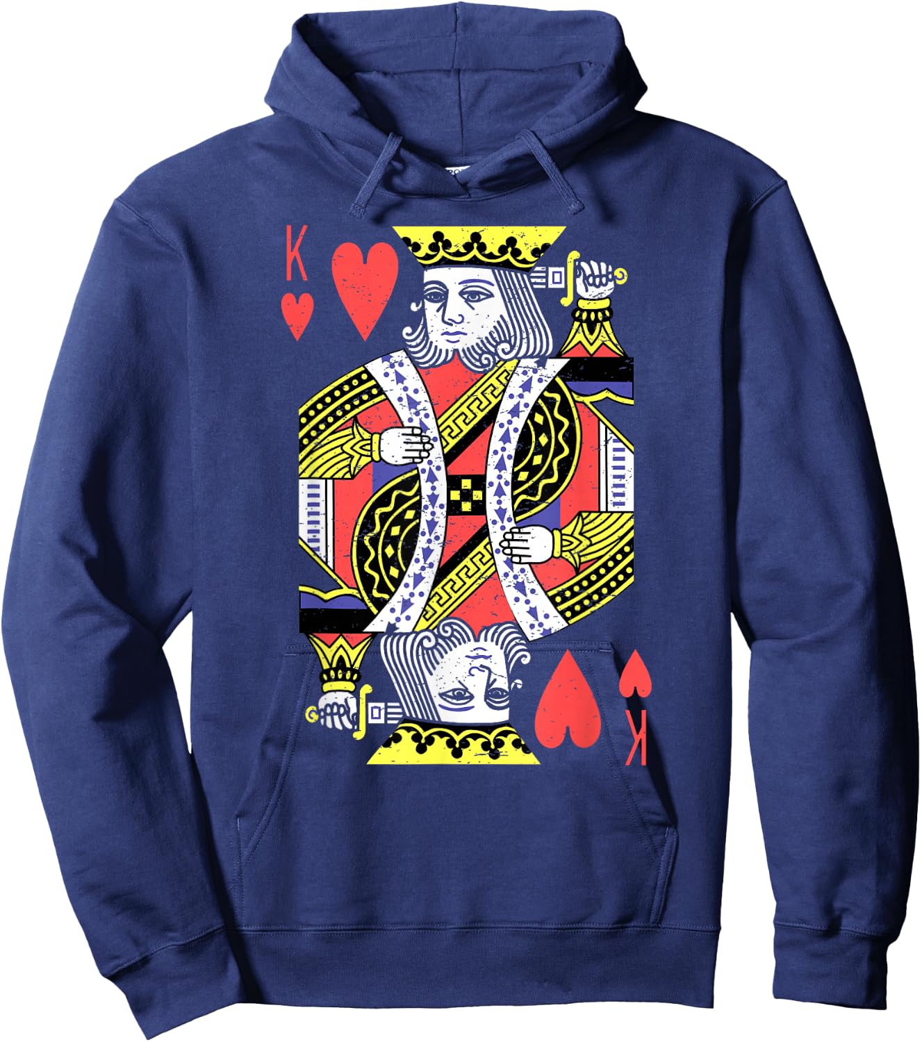 King of Hearts Playing Card Halloween Costume Valentines Men Hoodie - Hoodie | Navy
