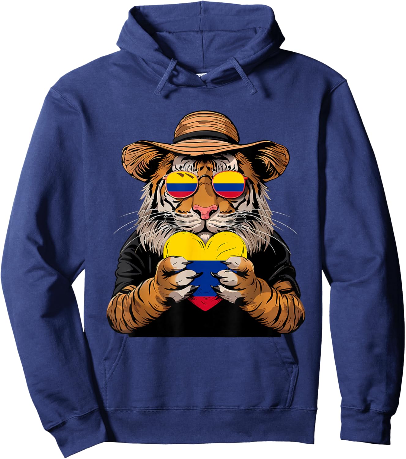 Colombian Roots Colombian Flag Colombia Heart Tiger Hoodie - Hoodie | Navy