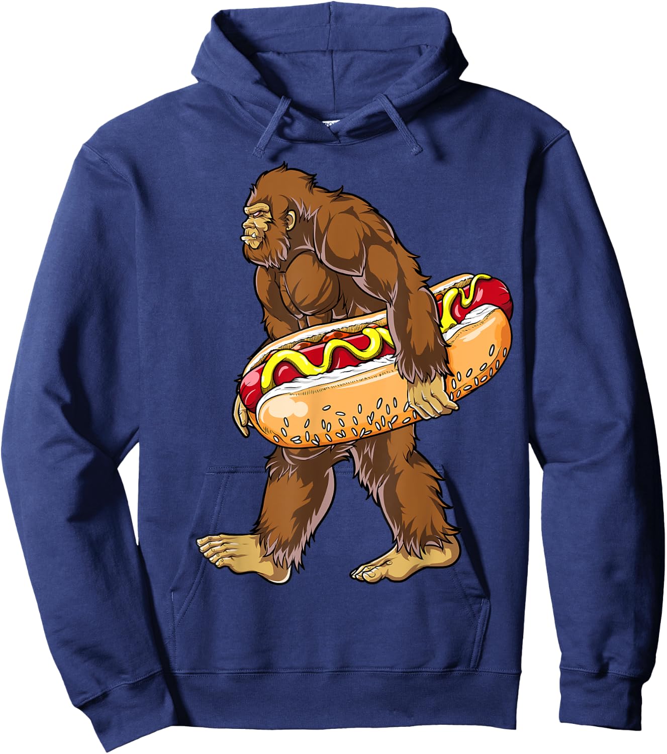 Bigfoot Hotdog Sasquatch Boys Girls Men Women Food Lovers Hoodie - Hoodie | Navy