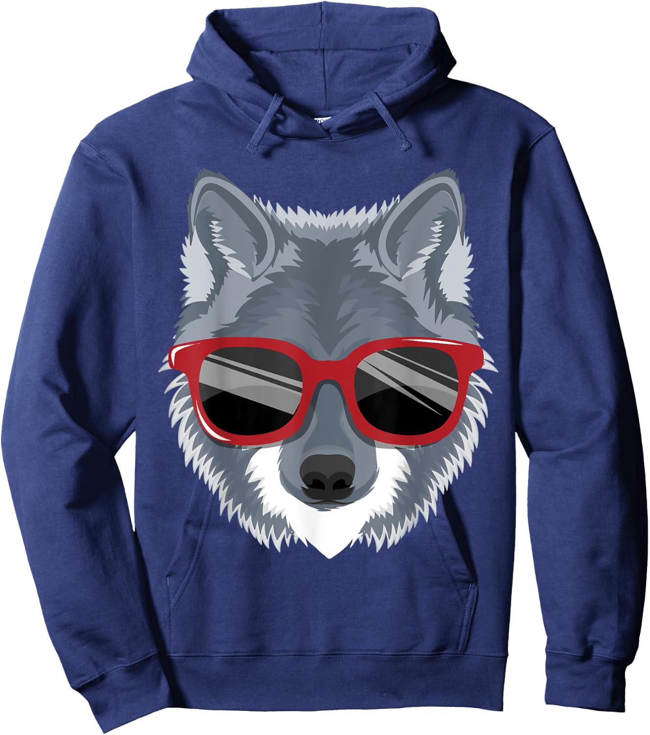 Wolf Shirt, 80s , Retro Vintage Shirt, Sunglasses Hoodie - Hoodie | Navy
