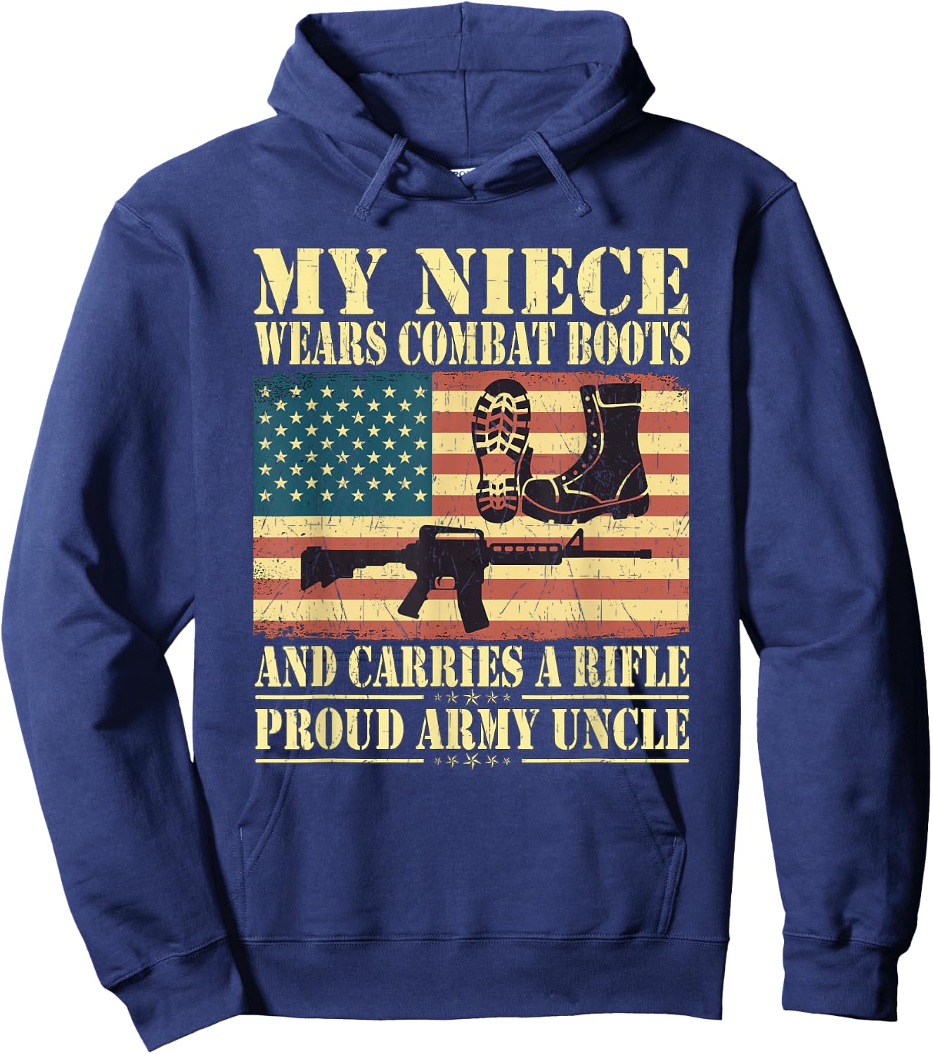 My Niece Wears Combat Boots Proud Army Uncle Military Family Hoodie - Hoodie | Navy
