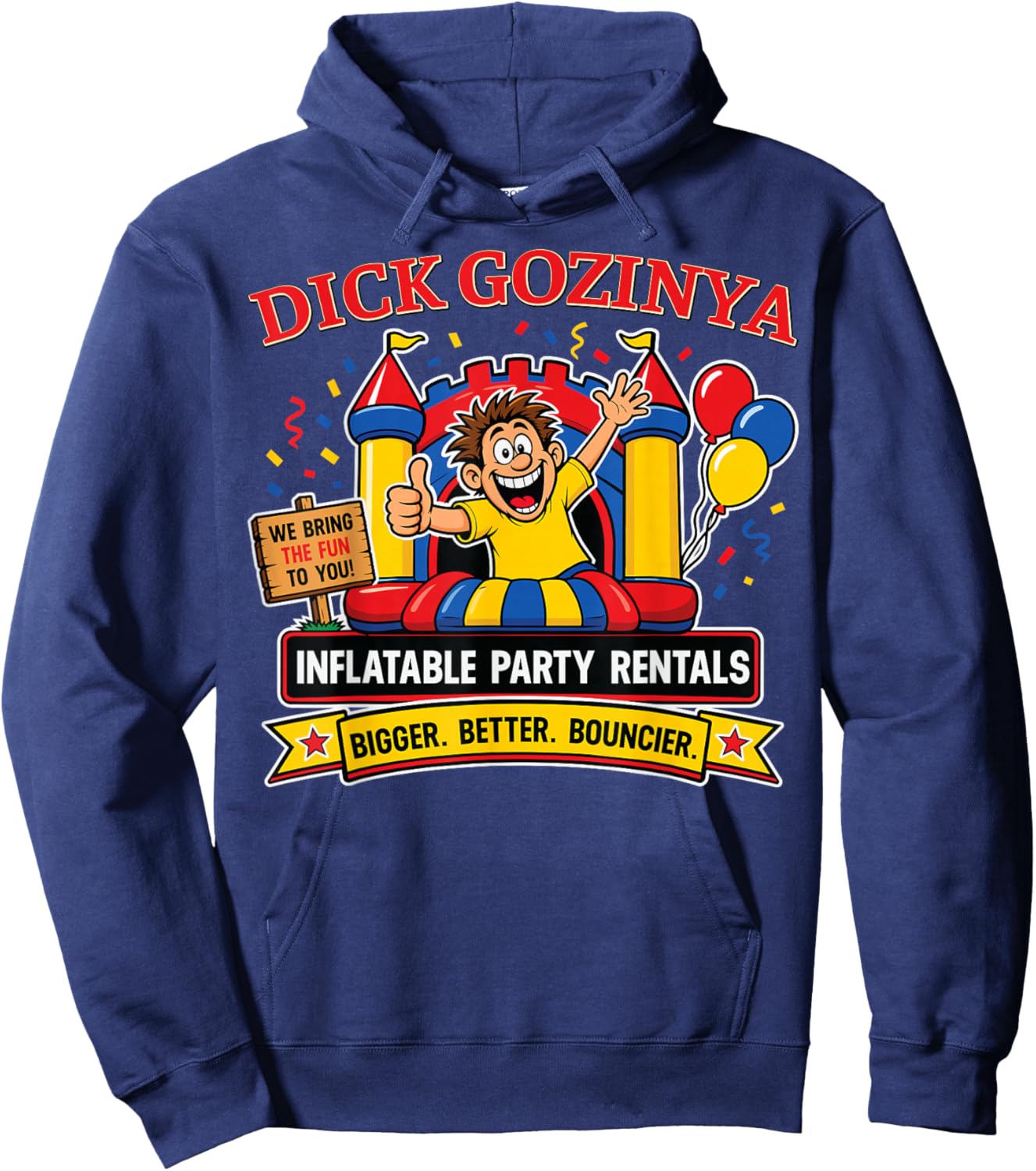 Funny Adult Humor Dick Gozinya Innuendo Joke Gag Gifts Hoodie - Hoodie | Navy