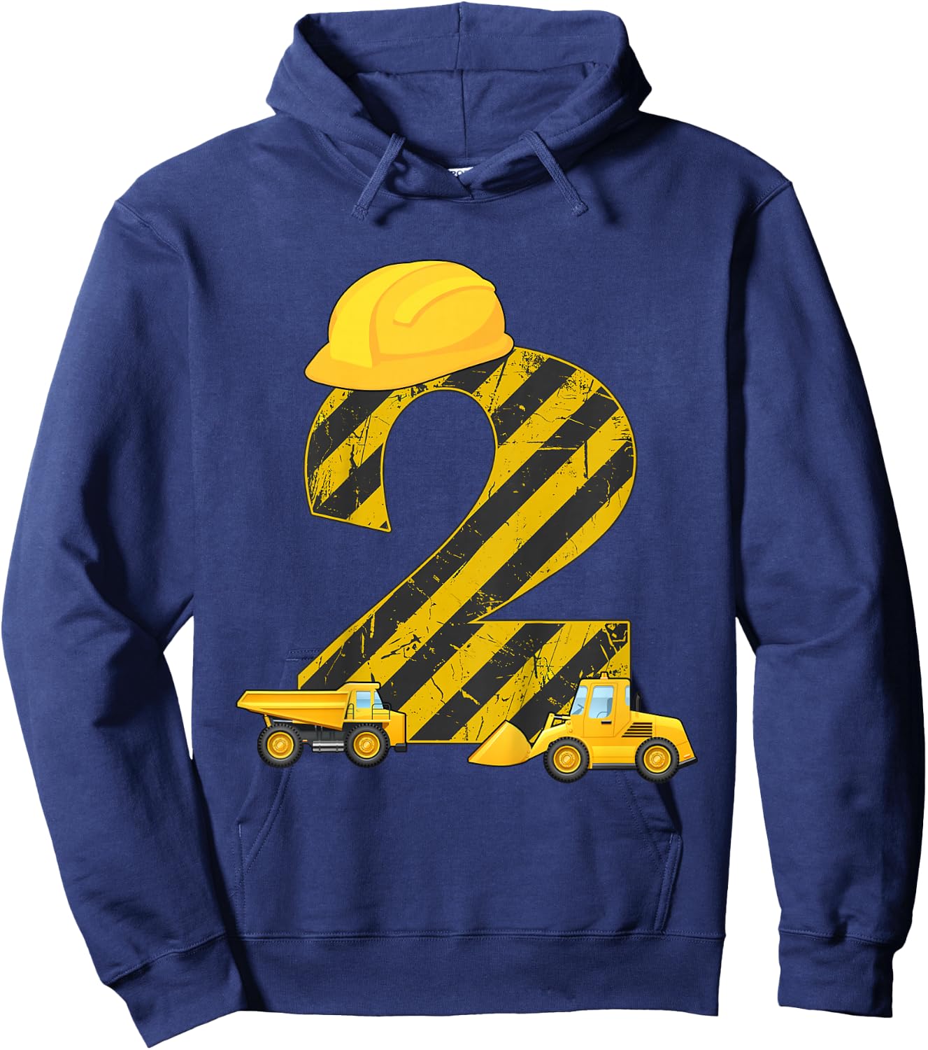 2nd Birthday Digger I 2 Years Builder Excavator Gift Hoodie - Hoodie | Navy