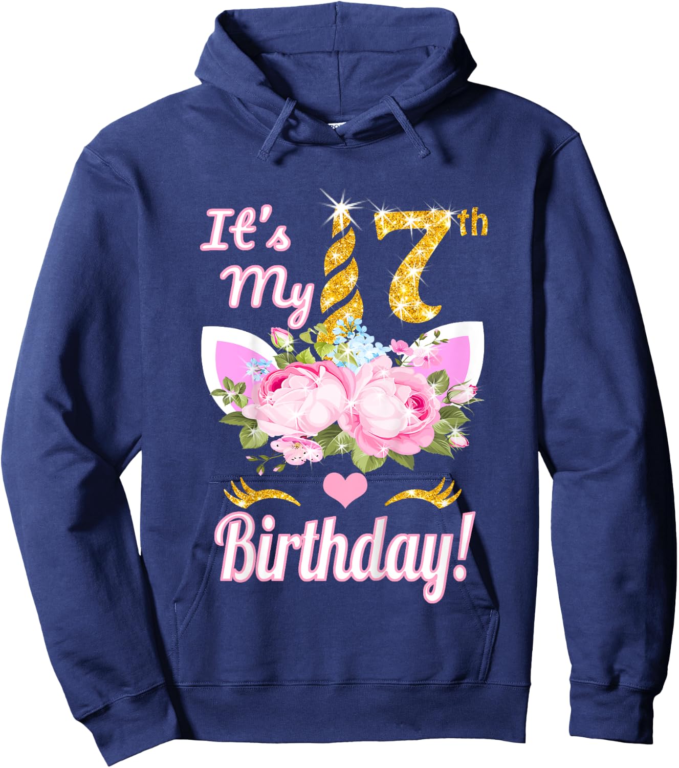 It's My 7th Birthday: 7 Year Old Unicorn Birthday Shirt Girl Hoodie - Hoodie | Navy